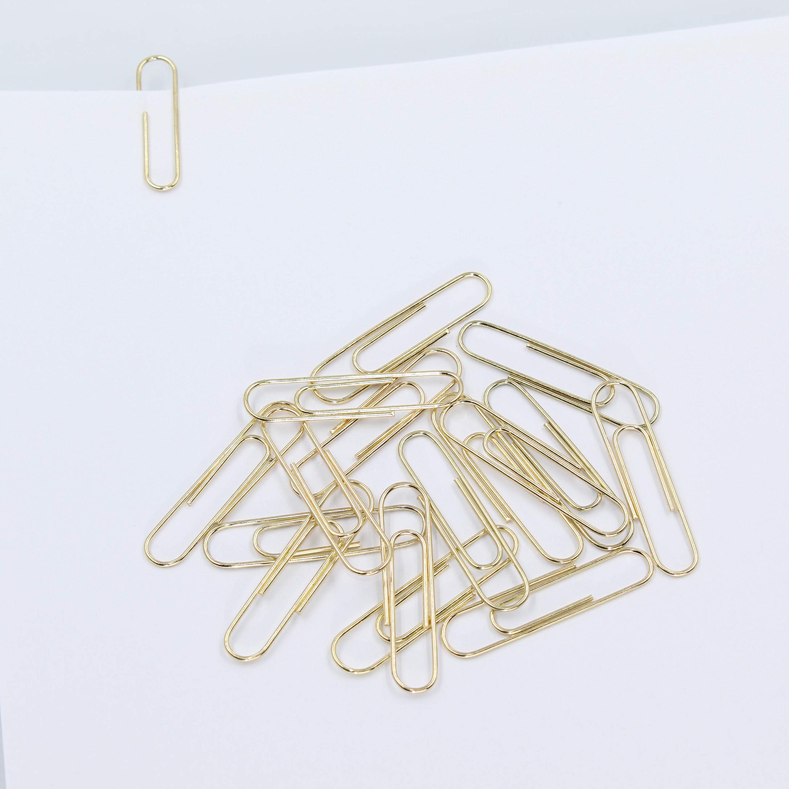 100pcs Golden Metal Paper Clips for Office, School & Home - 33mm Bulk Paper Clips with Plastic Storage Box - Perfect for Organizing Documents, Notes & Files