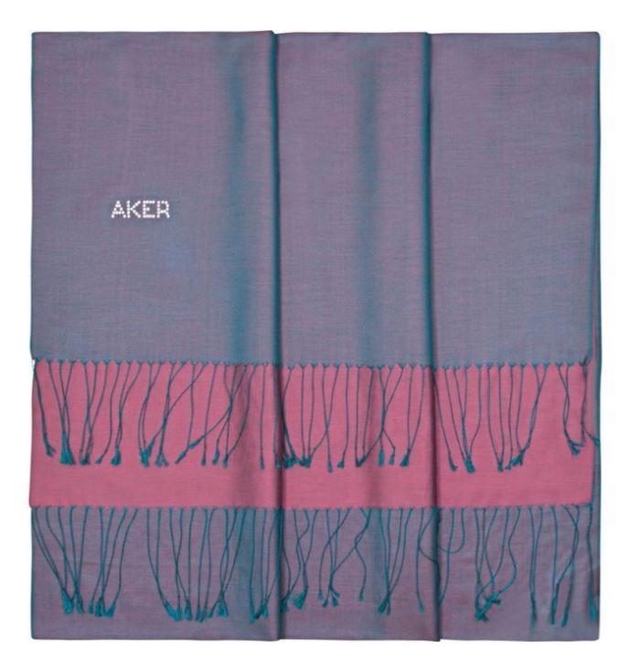 Aker Bi-Color Women's Large Scarf with Swarovski Crystals in Topaz - Elegant Fashion Accessory for Parties, Weddings & Special Occasions