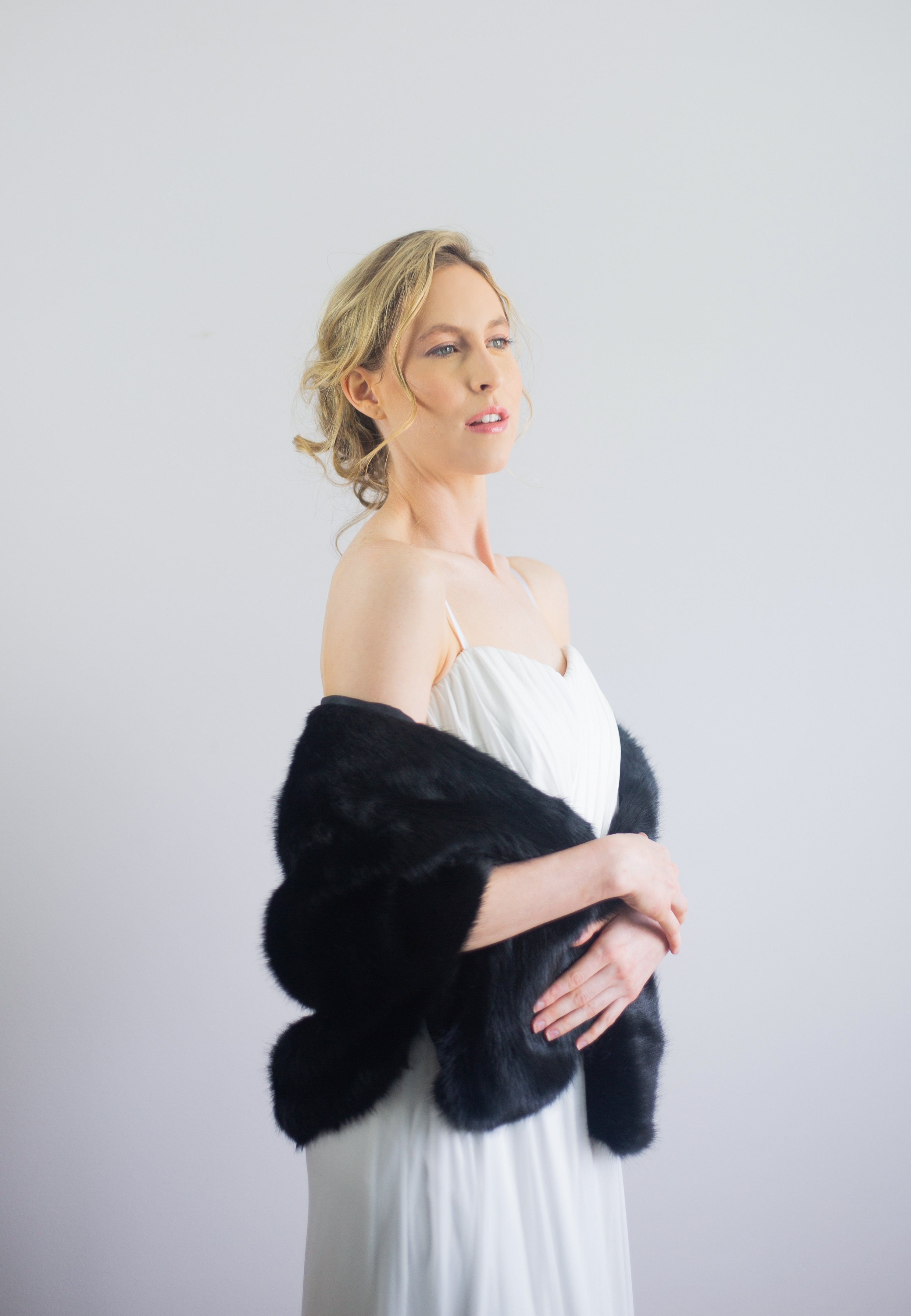 Black Faux Fur Shawl Wrap - Elegant Butterfly Blk05 Design for Women - Perfect for Evening Parties, Weddings, and Winter Fashion Accessories