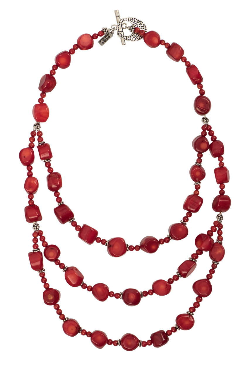 Paige Wallace Graduated Coral Beaded Necklace - Elegant Layered Statement Jewelry for Women, Perfect for Weddings, Parties & Everyday Wear