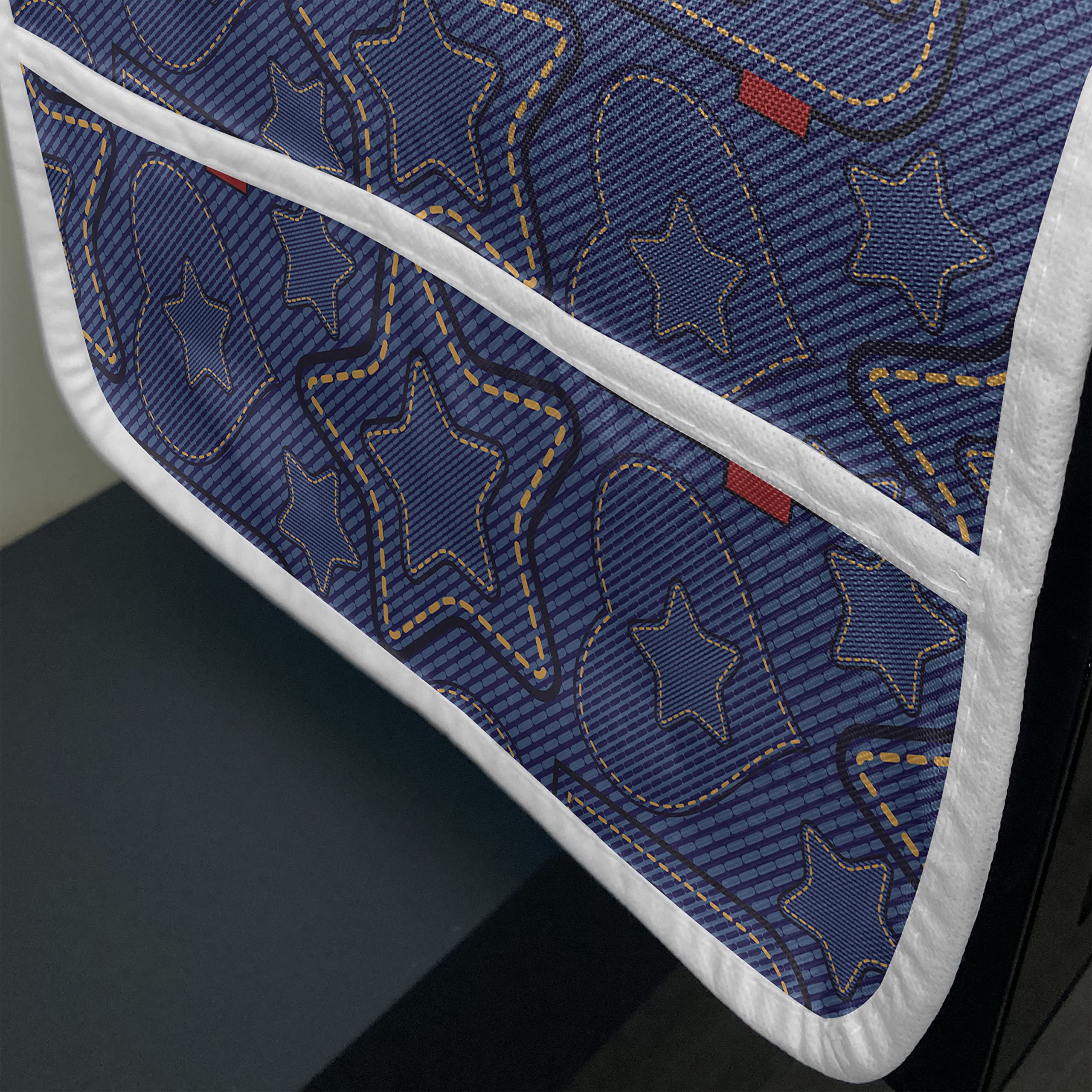 **Ambesonne Star Microwave Cover - Waterproof Denim Style with Hearts & Geometric Stripes, 36