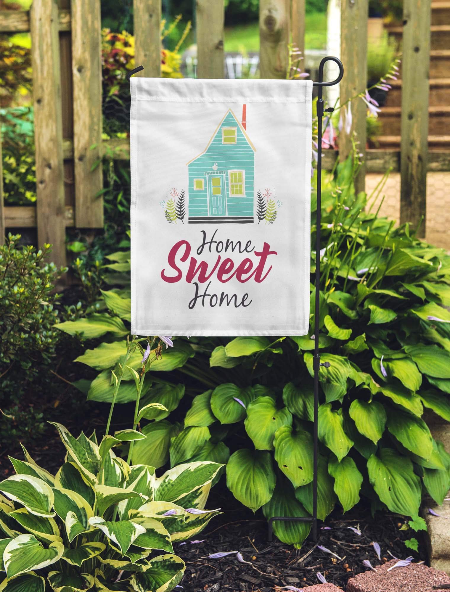 Printtoo White Double Sided 'Home Sweet Home' Garden & Camping Flag - Perfect for Outdoor Enthusiasts, Summer Campsites, Backyard Decor & RV Adventures