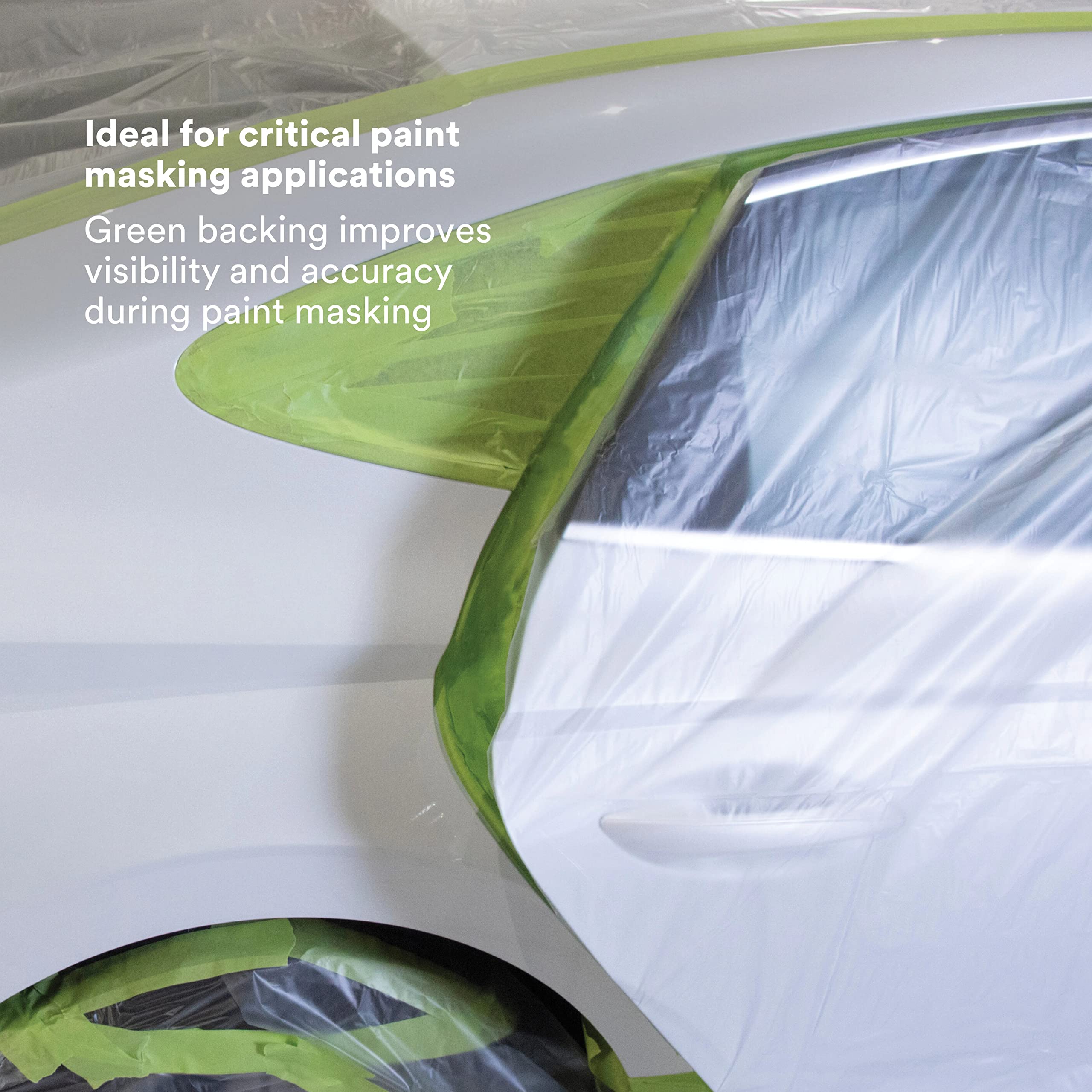 3M 401+ High Performance Green Masking Tape - 72mm x 55m, 6.4 mil Thickness - Superior Adhesion, Clean Removal, Paint-Bleed Resistant for Professional Painting, DIY Projects, and Home Renovations - 8 Rolls per Case