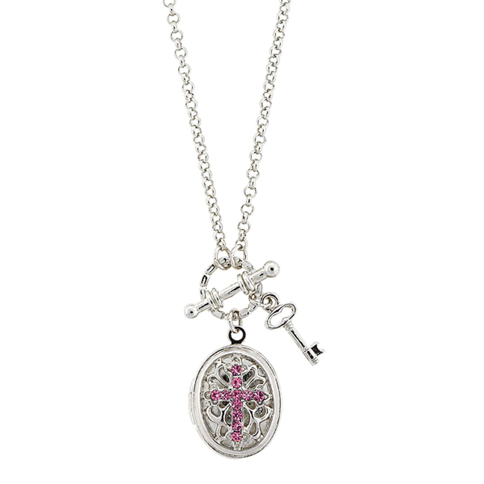 1928 Jewelry Birthstone Cross Locket Necklace - Personalized 24K Gold Plated Pendant for Women - Perfect Gift for Birthday, Anniversary & Mother's Day (Add Your Birth Month)