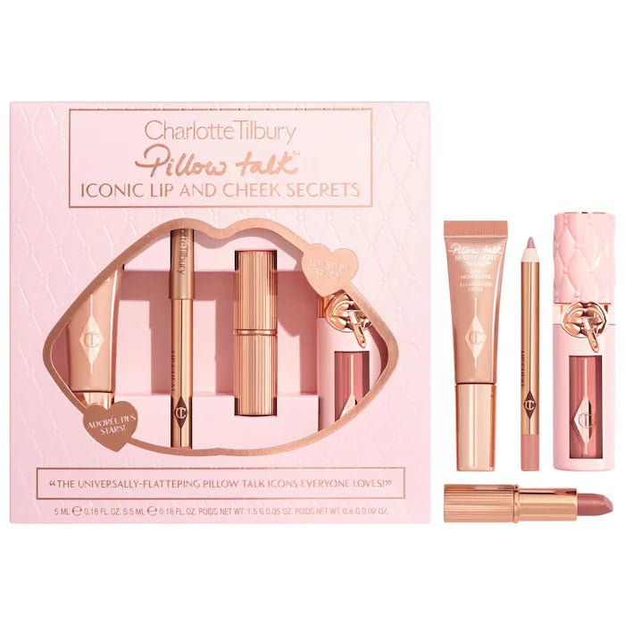 Charlotte Tilbury Pillow Talk Lip & Cheek Set - Iconic Secrets Duo for Flawless Makeup | Perfect for Date Night & Everyday Glam