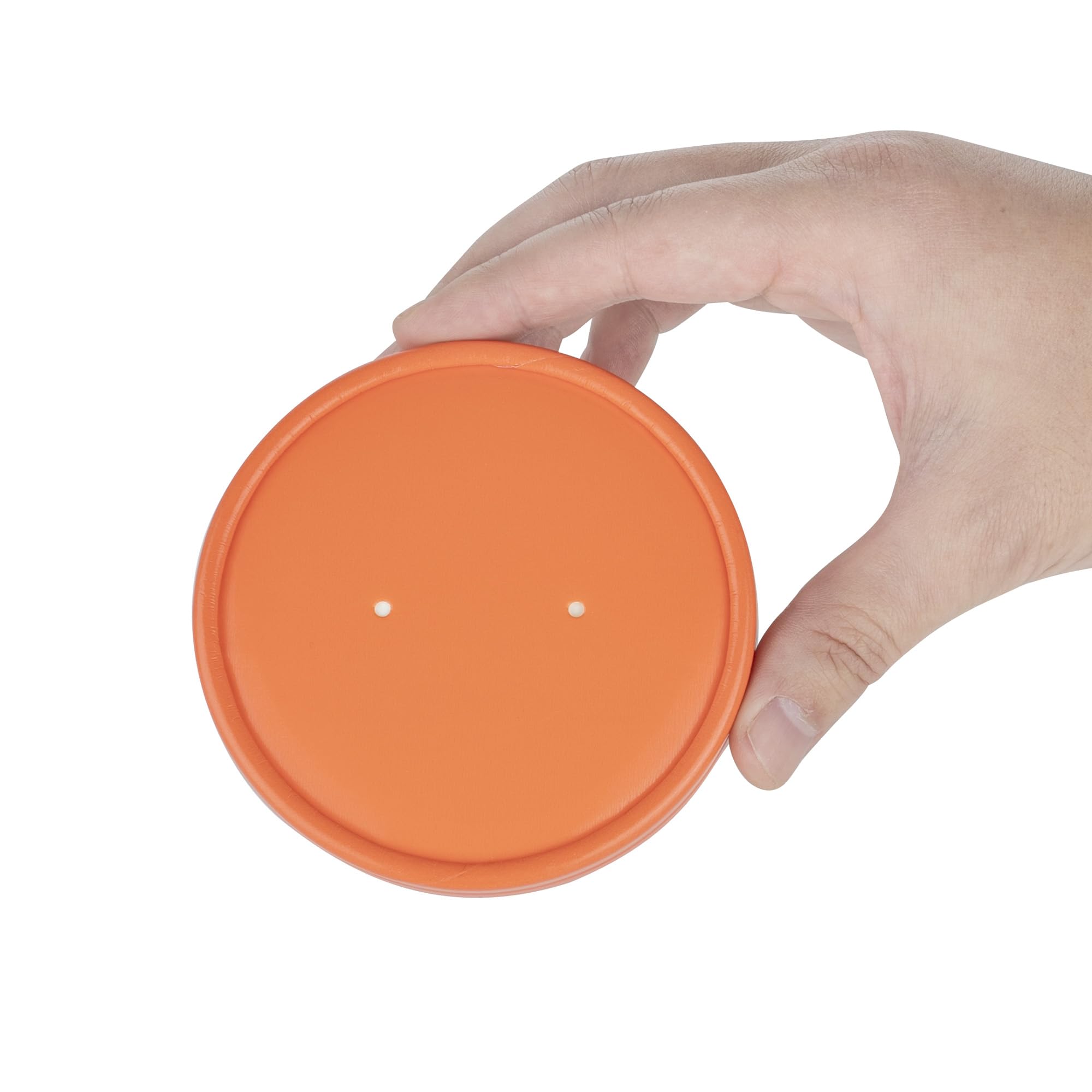 Restaurantware Bio Tek Vented Lids for 8oz & 12oz Soup Containers - 200 Pack | Microwave Safe Orange Paper Lids for Hot & Cold Foods | Perfect for Takeout, Catering, and Food Service Businesses