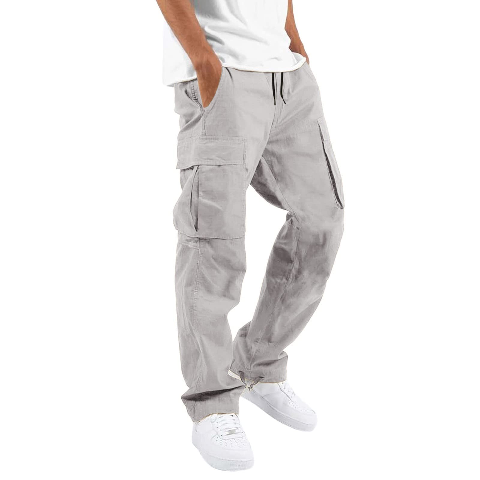 Men's Cargo Pants with Multiple Pockets - Summer Casual Zipper Trousers in Solid Colors | Outdoor Hiking, Work & Streetwear Fashion