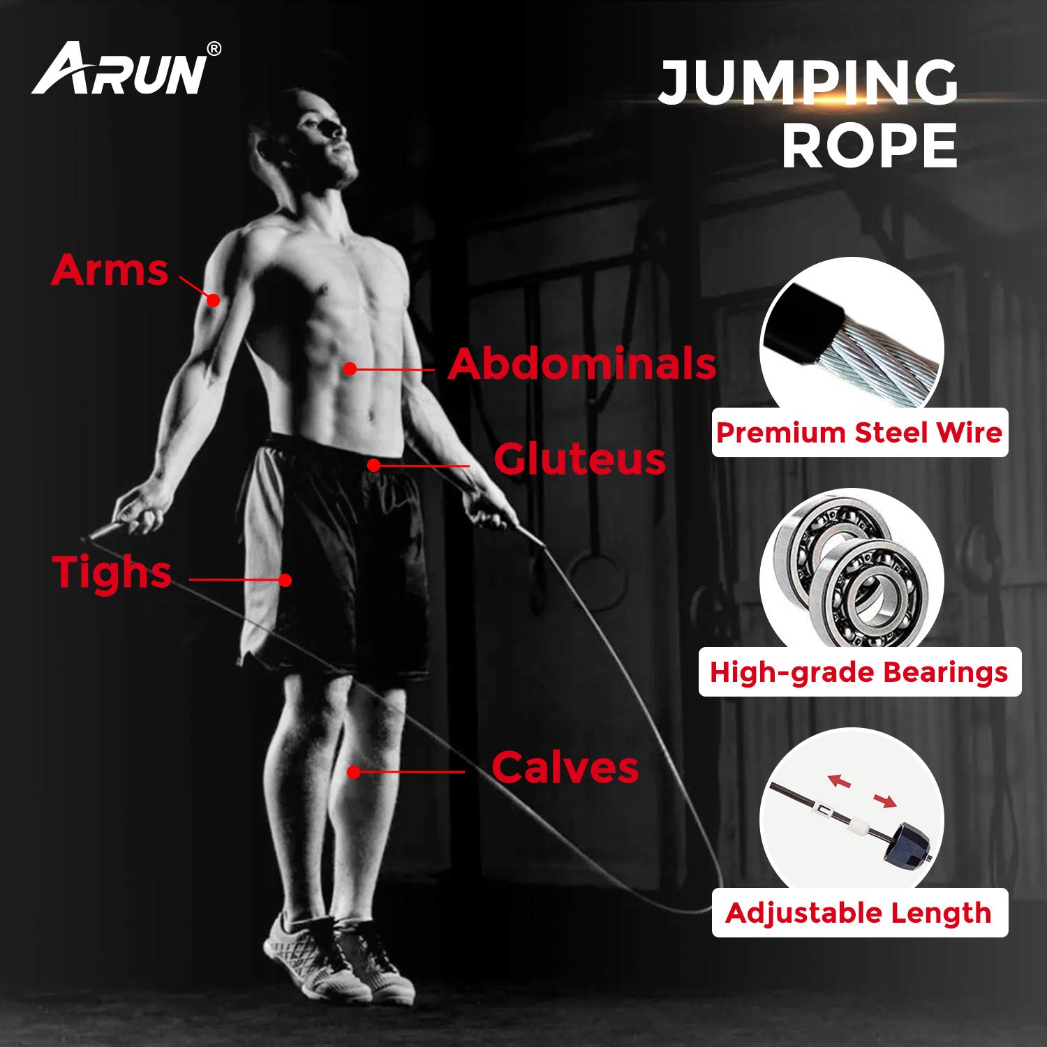 ARUN 5-in-1 Ab Roller Wheel for Core Strength Training - Abdominal Exercise Equipment with Resistance Bands, Knee Pad & Jump Rope - Perfect for Home Gym Workouts, Fitness Enthusiasts & Full Body Toning