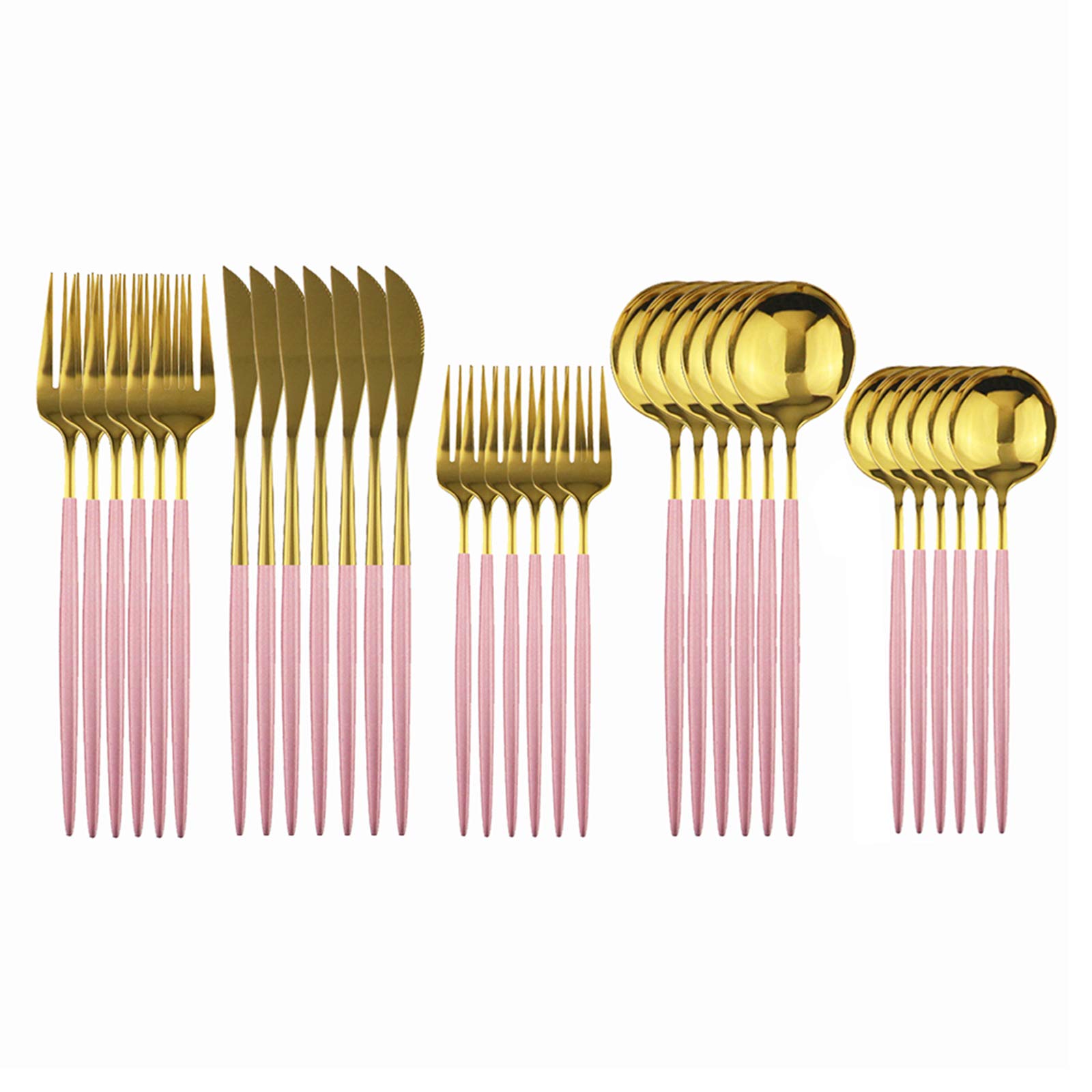 30-Piece Pink Gold Silverware Set - Flatware Service for 6 - Elegant Dinnerware Cutlery Set with Spoons, Knives & Forks - Perfect for Family Gatherings, Dinner Parties & Daily Dining Use