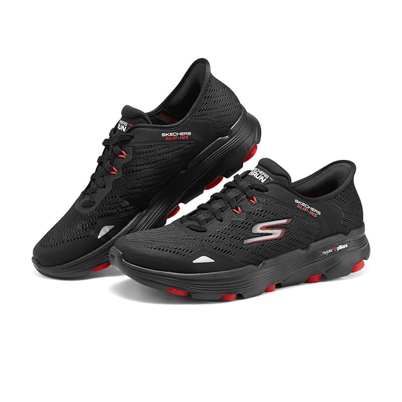 SLIP INS: GO RUN 7.0 Running Shoes - Black/Red (220645/BKRD) - Lightweight & Comfortable for Men & Women - Perfect for Jogging, Gym Workouts & Daily Wear