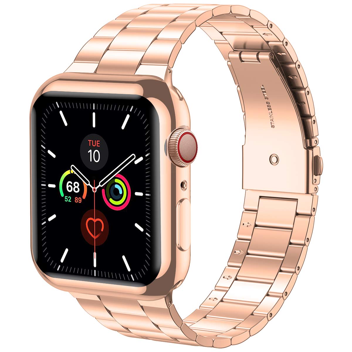 Premium Stainless Steel Apple Watch Band - Compatible with Apple Watch Ultra 49mm, Series 10/9/8/7/6/SE/5/4/3/2/1 (38mm-49mm) - Durable Metal iWatch Strap with Protective Case & Screen Cover for Men & Women - Perfect for Business, Workout & Everyday Wear
