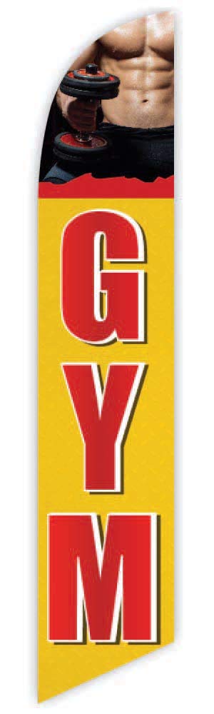 12ft Yellow Gym Advertising Feather Flag - Replacement Flag Only (No Pole Set) | Perfect for Fitness Centers, Sports Events & Outdoor Promotions