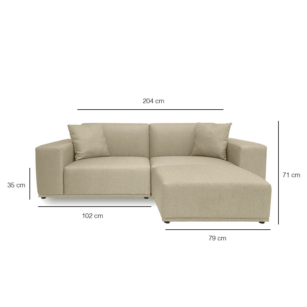3 Seater Modular Sofa with Ottoman | EcoClean Fabric | Modern Living Room Furniture for Small Spaces | Perfect for Apartments & Home Offices