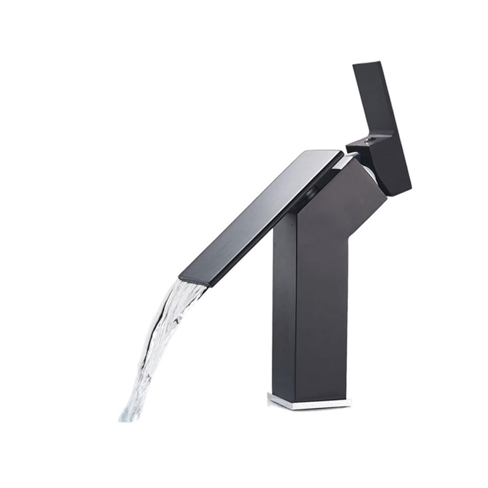 COKUERA Black Chrome Single Handle Bathroom Sink Faucet - Hot & Cold Brass Mixer Tap - Modern Deck Mount Basin Faucet for Bathroom & Powder Room (Color: Black Chrome) - Perfect for Contemporary Home & Hotel Renovations