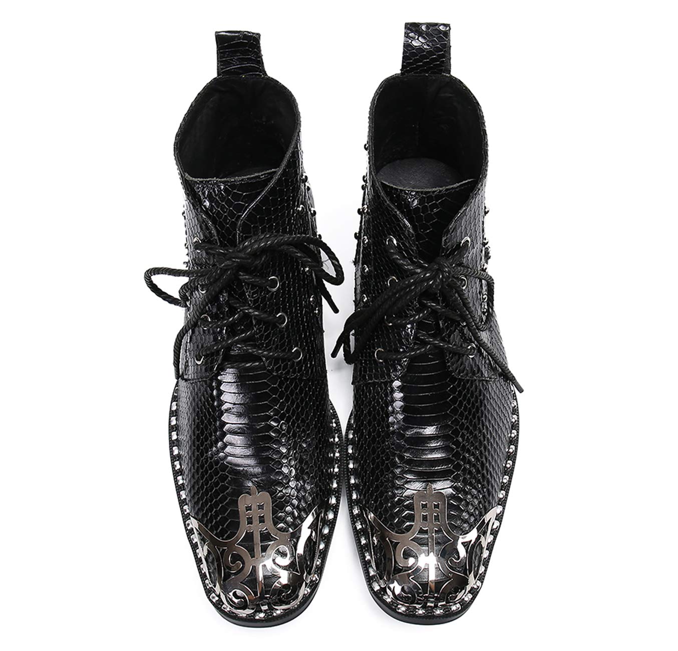 Santimon Men's Western Boots - Genuine Leather Cowboy Boots with Metal Toe & Lace-Up Design | Stylish Dress Boots for Men | Perfect for Country Dancing, Rodeos & Casual Wear