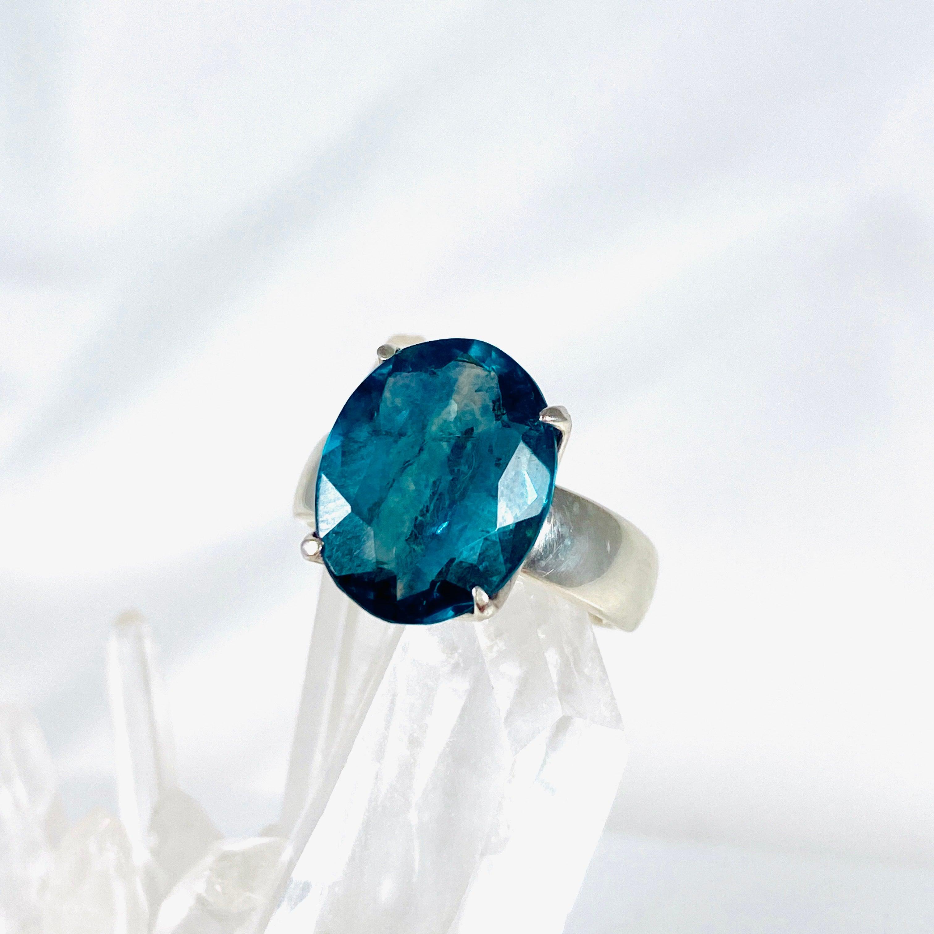 Fluorite Oval Faceted Ring Size 7 - PRGJ305 | Elegant Gemstone Jewelry for Women, Perfect for Weddings, Parties & Everyday Wear