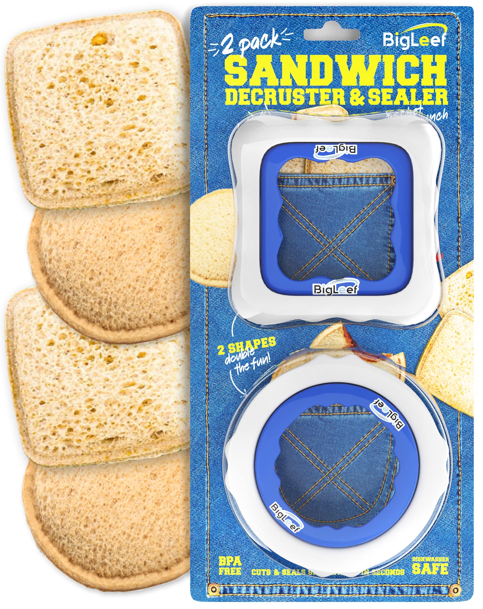 Uncrustable Sandwich Maker & Sealer - Safe Kids Lunch Tool for PB&J Crustless Sandwiches (Round & Square) | Dishwasher Safe & Easy to Use | Perfect for School Lunches, Picnics, and On-the-Go Snacks