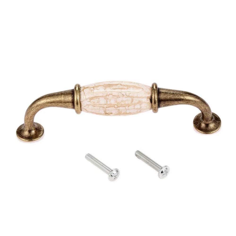 Vintage Ceramic Cabinet Knobs - 3Pcs Marble Handles for Kitchen & Bathroom