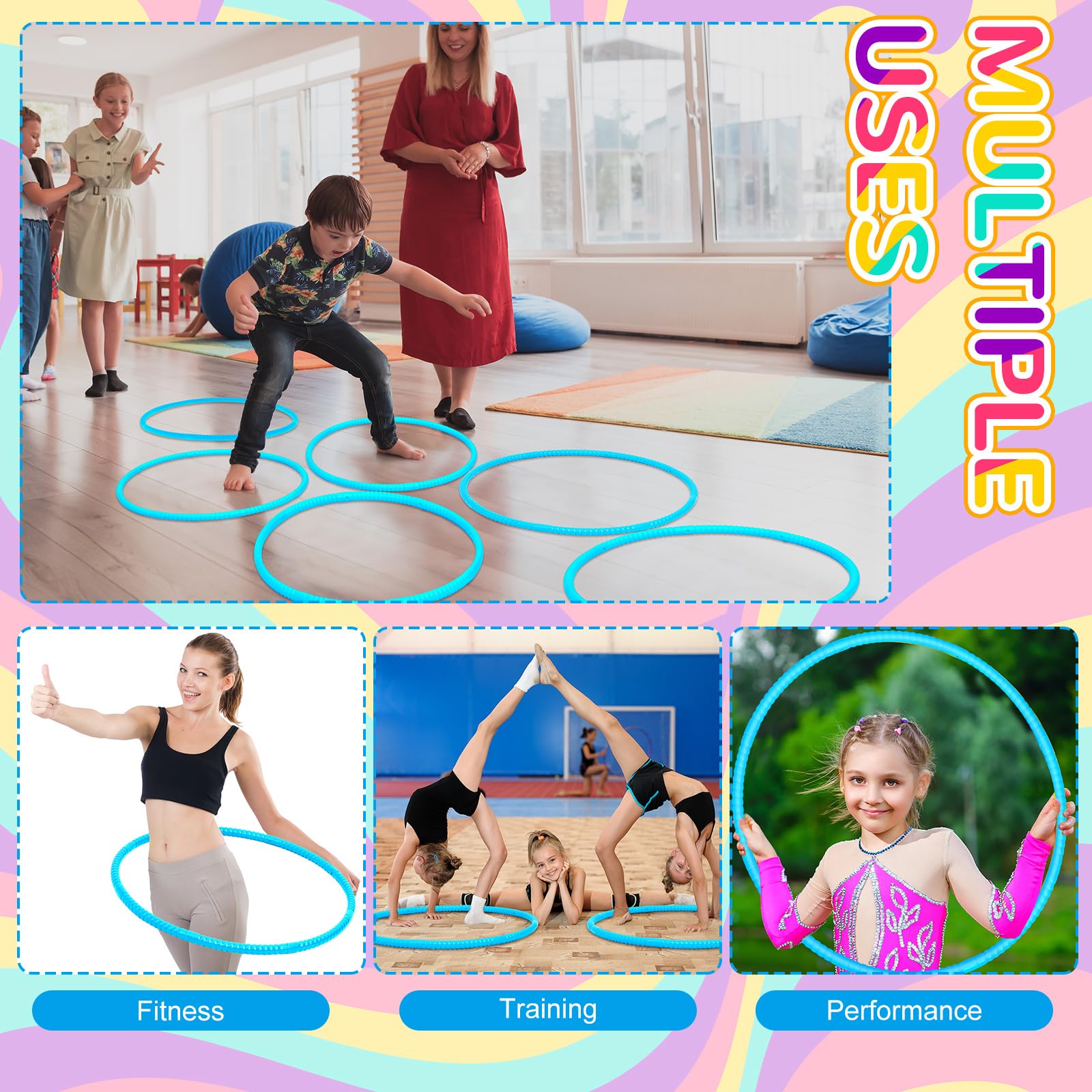 Shappy 6-Pack Adjustable Plastic Hoops for Gym, Play & Dog Agility Training