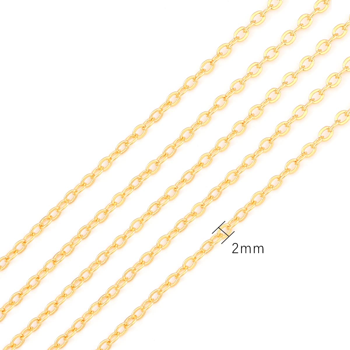 BEADIA 18K Gold Plated O Chain Necklace 2.0mm 2 Meters - Jewelry Making Supplies for DIY Bracelets, Necklaces & Craft Projects