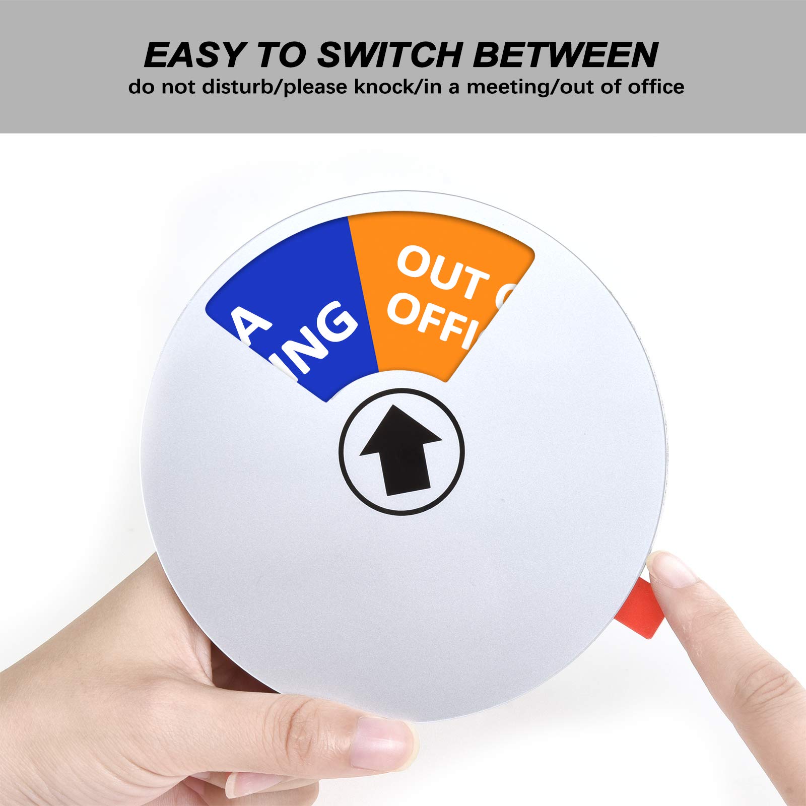 Privacy Door Sign - Do Not Disturb/Please Knock/Out of Office/In Meeting Sign - 6 Inch Silver Office Door Hanger - Perfect for Home Office, Conference Rooms & Work Spaces