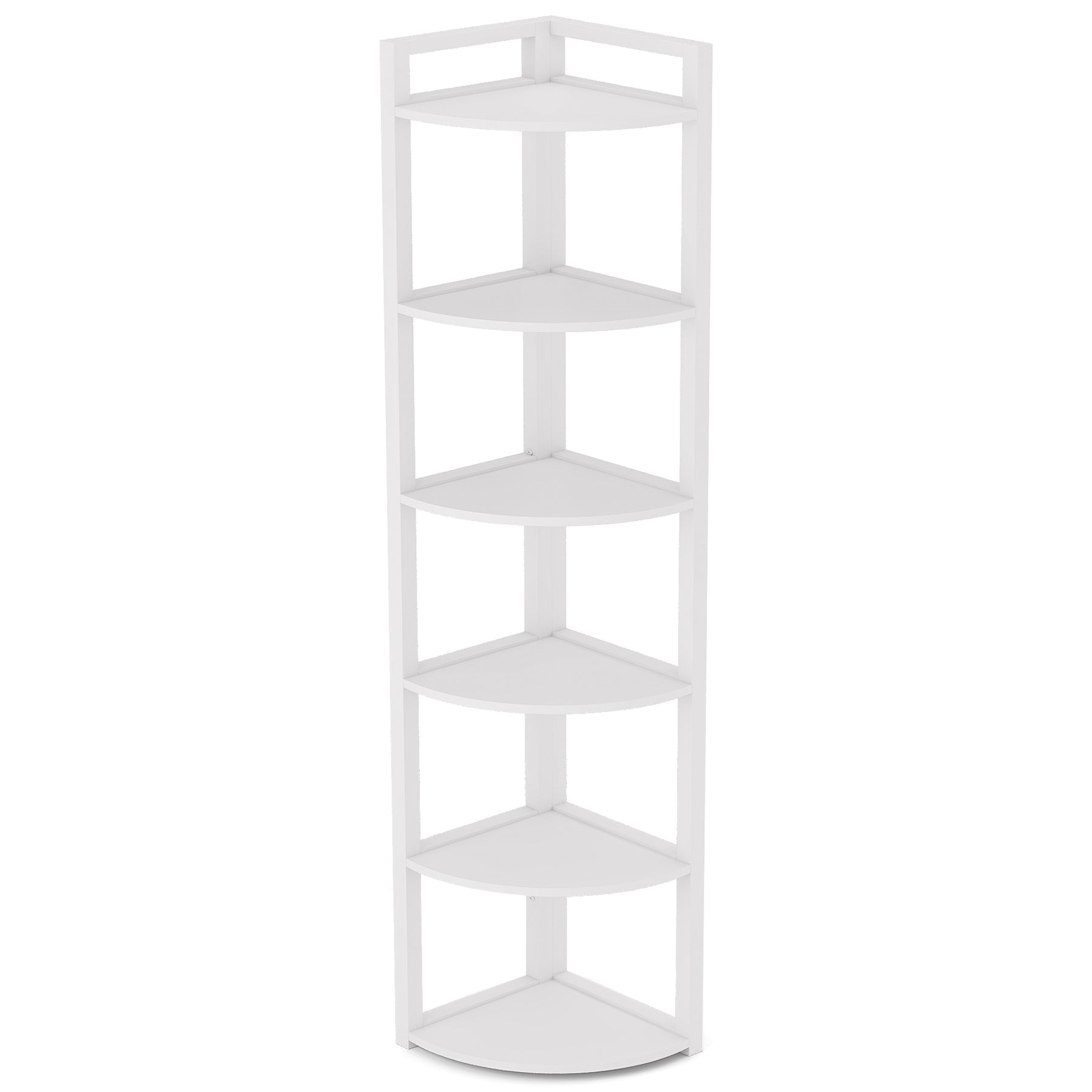6 Tier Corner Shelf - Small Corner Bookshelf Storage Rack for Bedroom, Bathroom & Office - Space Saving Organizer for Books, Plants & Decor