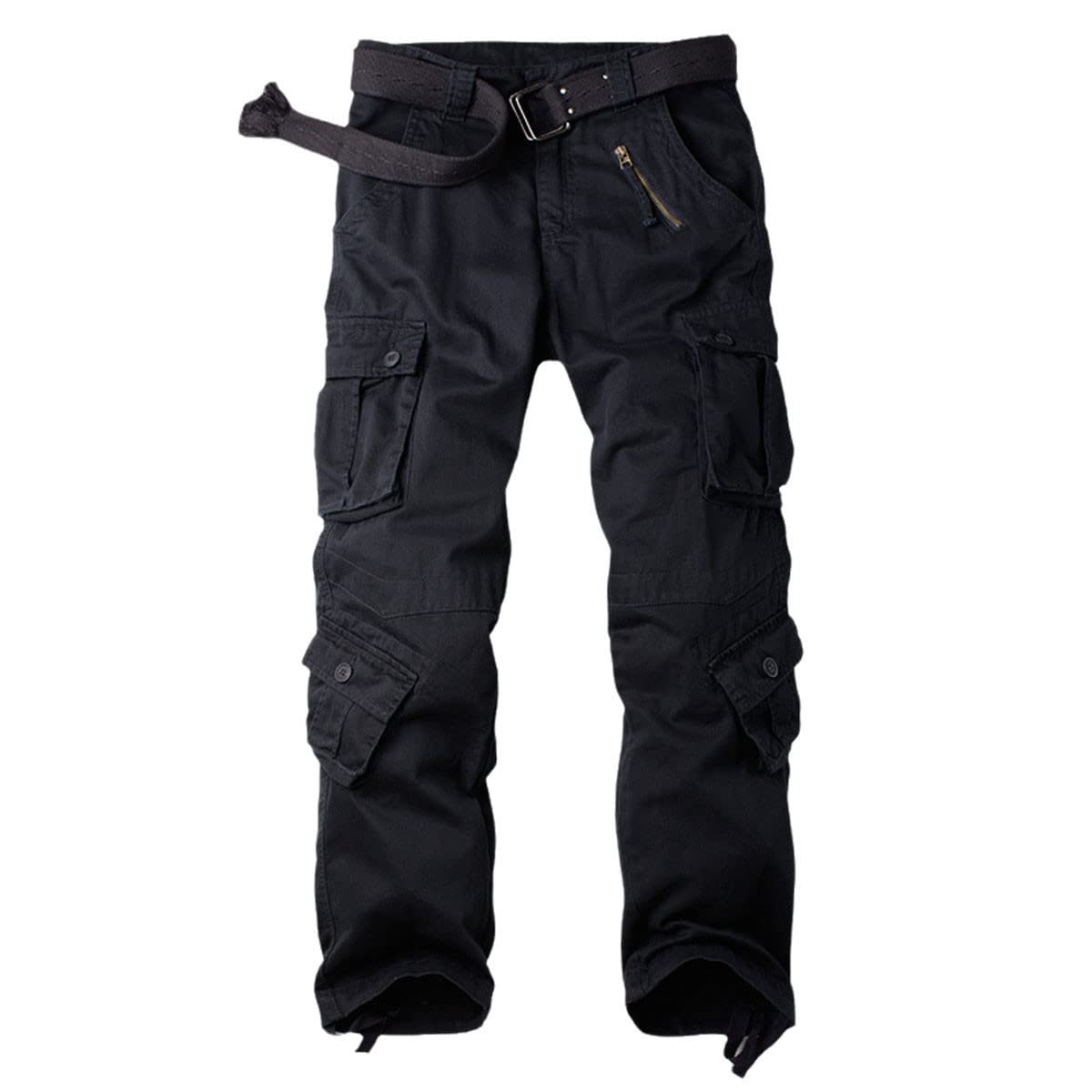 Roquorl Men's Cotton Cargo Pants - Loose Fit Camo Tactical Pants for Outdoor Hiking & Casual Wear - Large Size Military Style Utility Pants