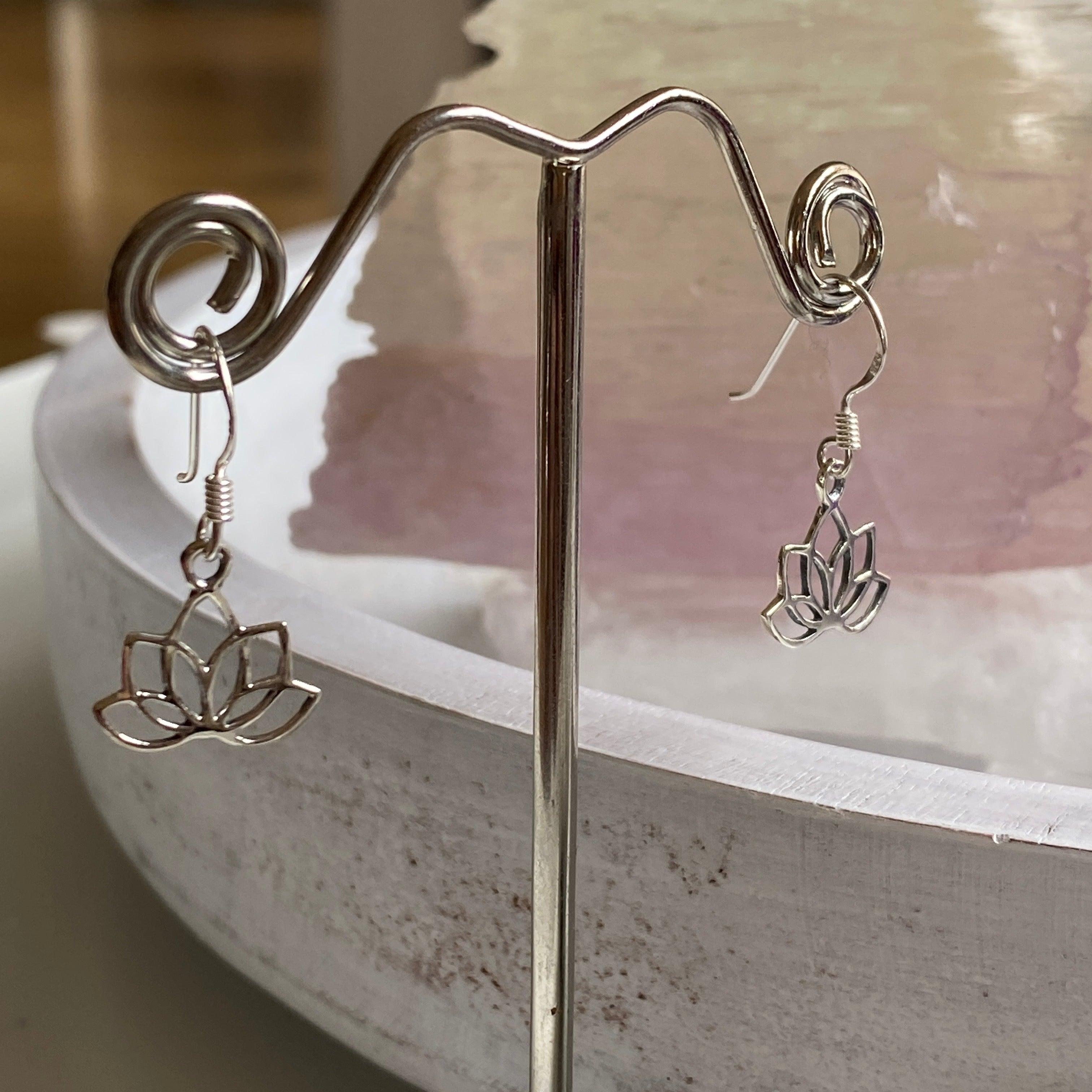 Silver Lotus Earrings SE1021 - Elegant Floral Jewelry for Women, Perfect for Weddings, Parties & Everyday Wear