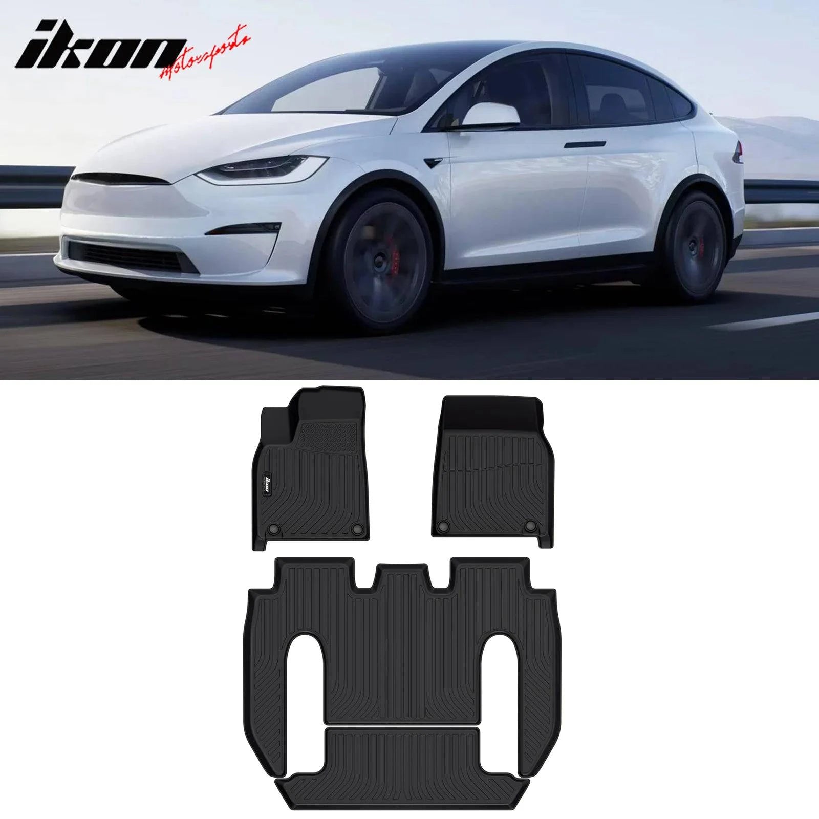 Premium 3D Molded All-Weather Floor Mats for Tesla Model X (2022-2025) - 6-Seat Version - Front & Rear Row TPE Protection Liners - Perfect for Daily Commuting, Road Trips & Family Adventures