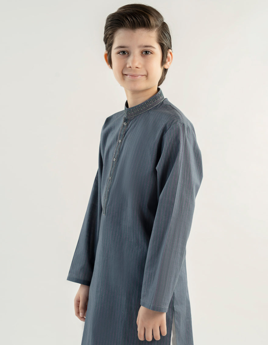 Premium Cotton Grey Kurta by J. Junaid Jamshed - Comfortable Traditional Pakistani Wear for Men - Perfect for Eid, Weddings & Casual Outings