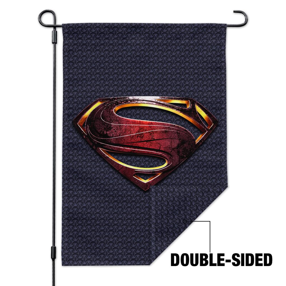 Justice League Superman Logo Garden Flag - DC Comics Superhero Outdoor Decoration for Yard, Lawn, and Patio - Perfect for Comic Fans and Home Decor