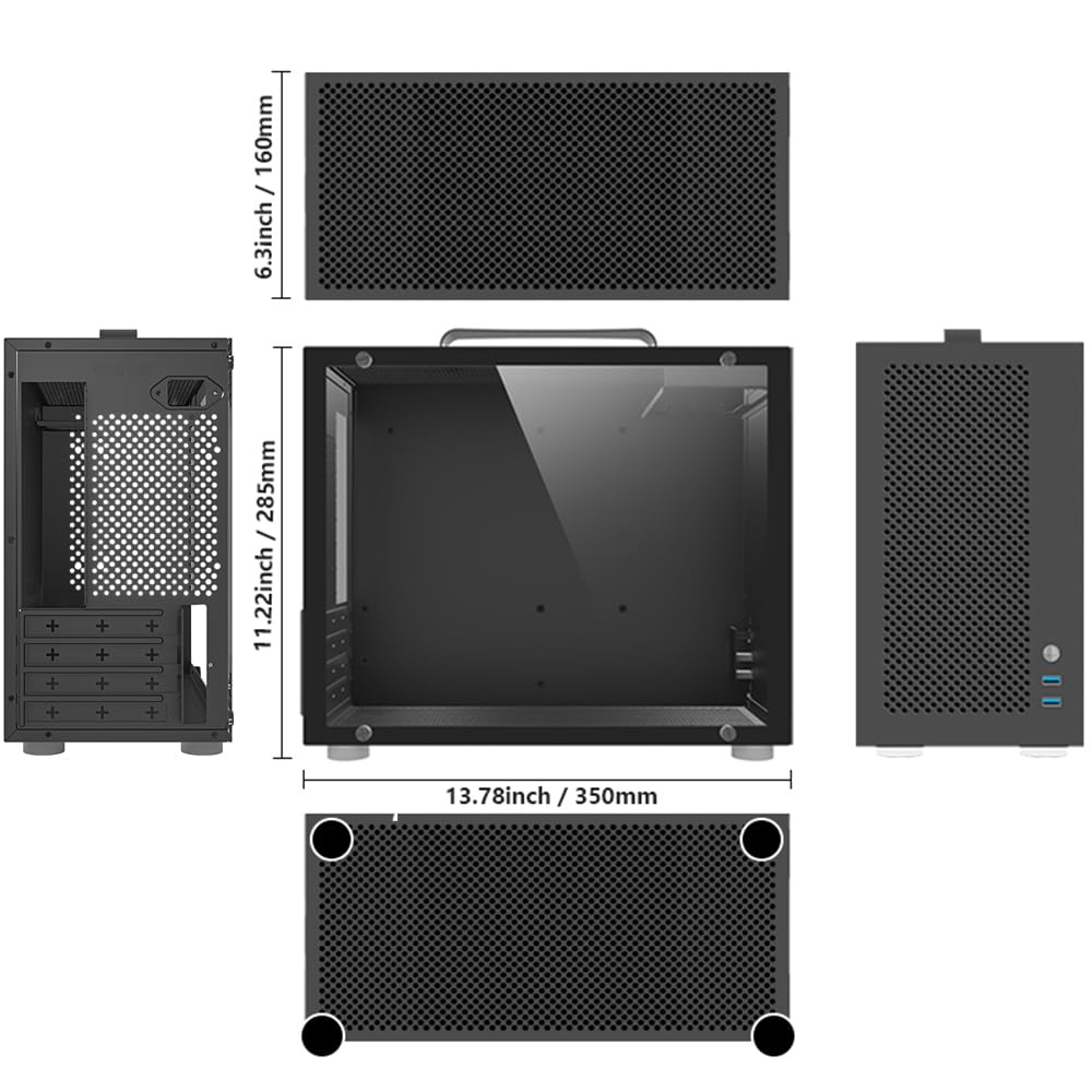 Micro ATX PC Case with GPU Support Bracket - Computer Case with Cooling Fan & Graphics Card Holder for Gaming & Workstation Builds - Perfect for Compact Desktop Setups & Home Office PCs