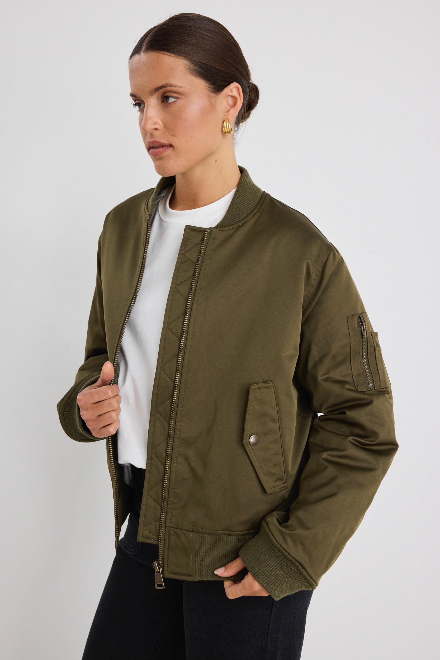 Men's Aviation Khaki MA-1 Bomber Jacket - Lightweight Military Flight Jacket for Casual Wear & Outdoor Activities