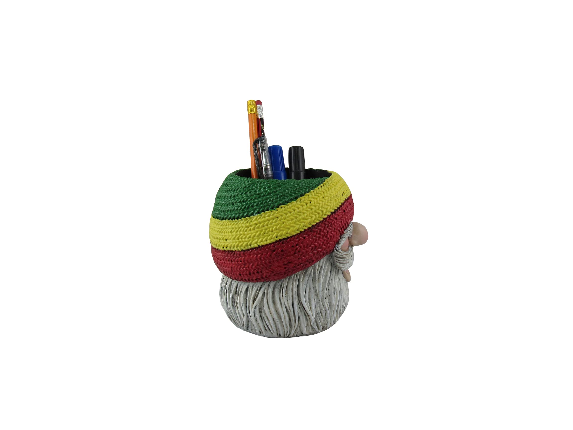 Rasta Gnome Pen Holder – 'Don't Bogart It' Rastafari Gnome with Beanie | Desk Organizer, Pencil Holder & Makeup Brush Storage | Perfect for Office, Home & Gift Giving