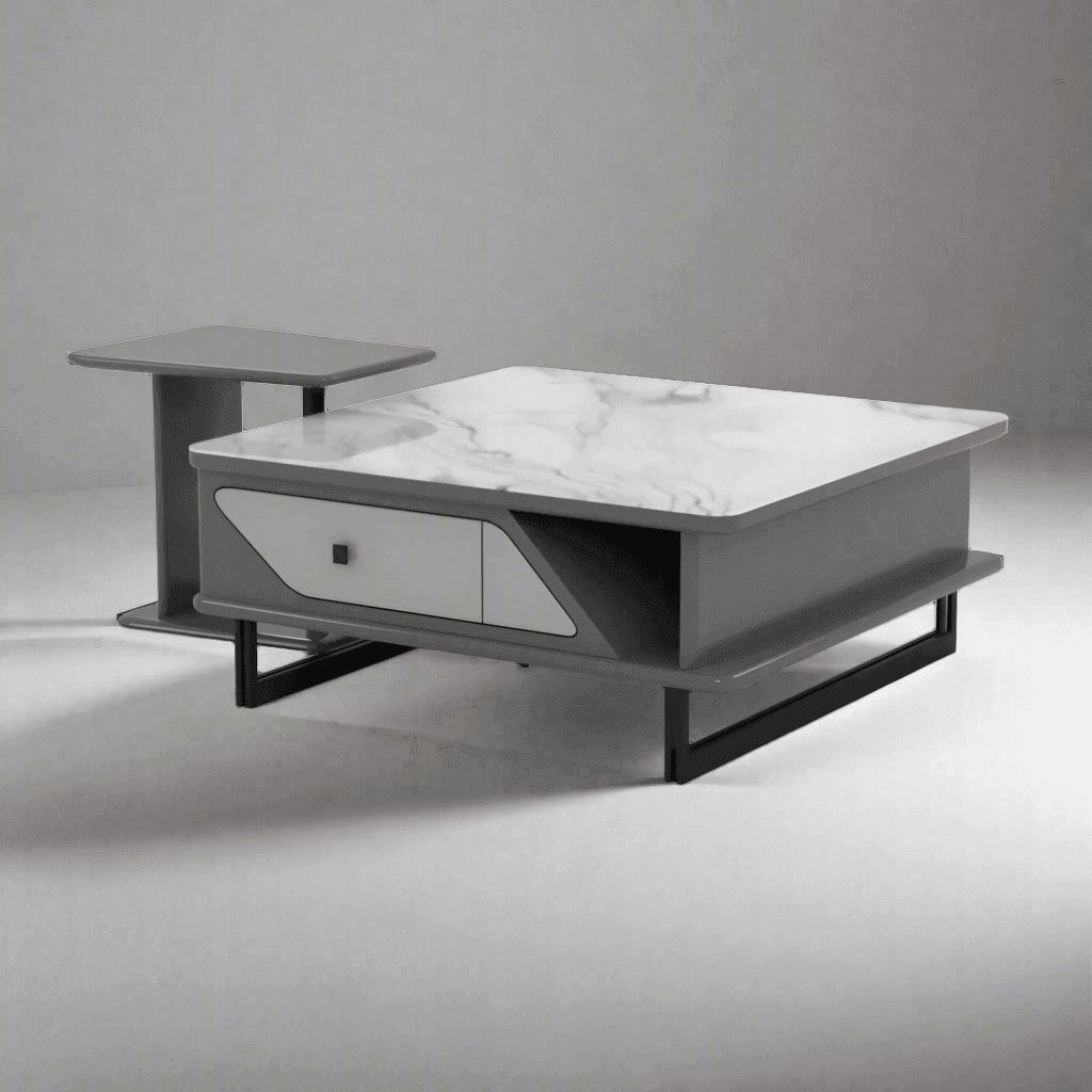 Harper II Modern Marble Coffee Table - Sleek Tech-Inspired Design for Living Room, Office & Lounge Areas