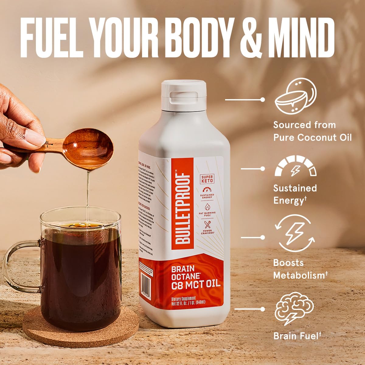 Bulletproof Brain Octane C8 MCT Oil - 32oz (3-Pack) | Pure Keto Supplement for Energy Boost & Appetite Control | Ideal for Coffee, Smoothies & Ketogenic Diet