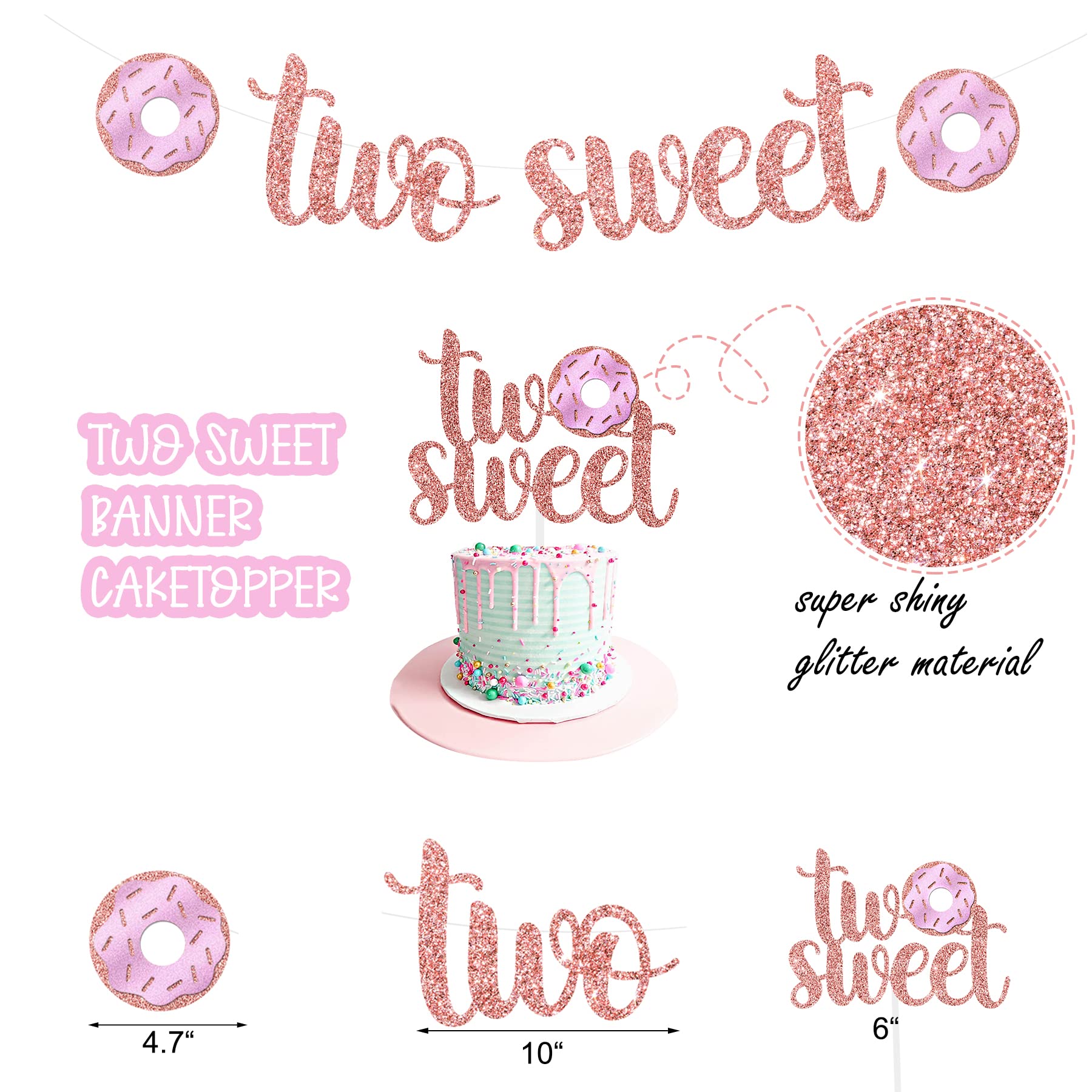 2nd Birthday Party Decorations for Girls - Donut Theme Banner, Cake Topper & Balloon Garland Set - Perfect for Baby's 2nd Birthday Celebrations, Photo Backdrops and Sweet Themed Parties