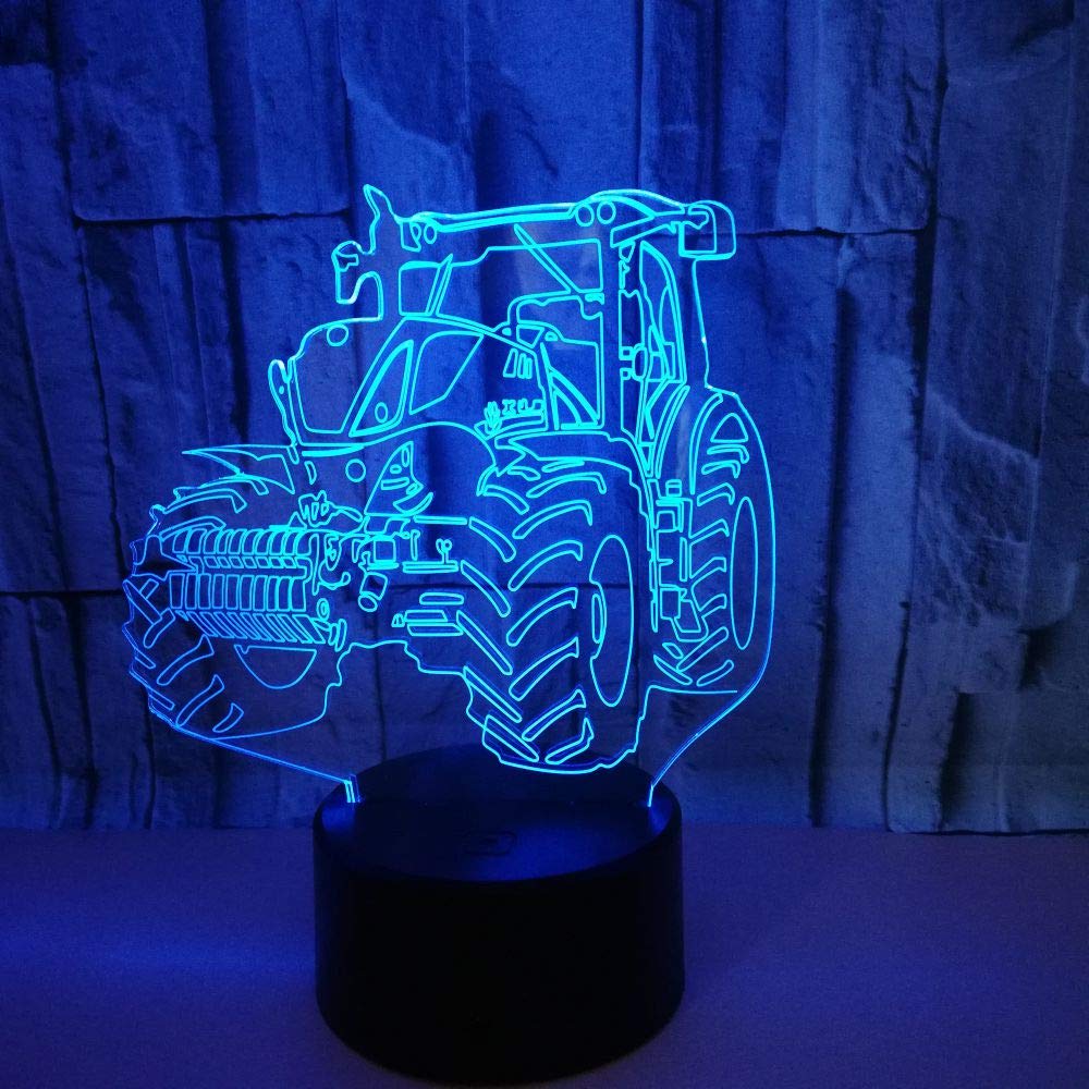 3D Tractor Night Light with 7 Color Changing LED - USB Powered Touch Switch Desk Lamp for Kids Room, Christmas & Birthday Decor - Perfect for Nursery, Bedroom, and Home Office Lighting