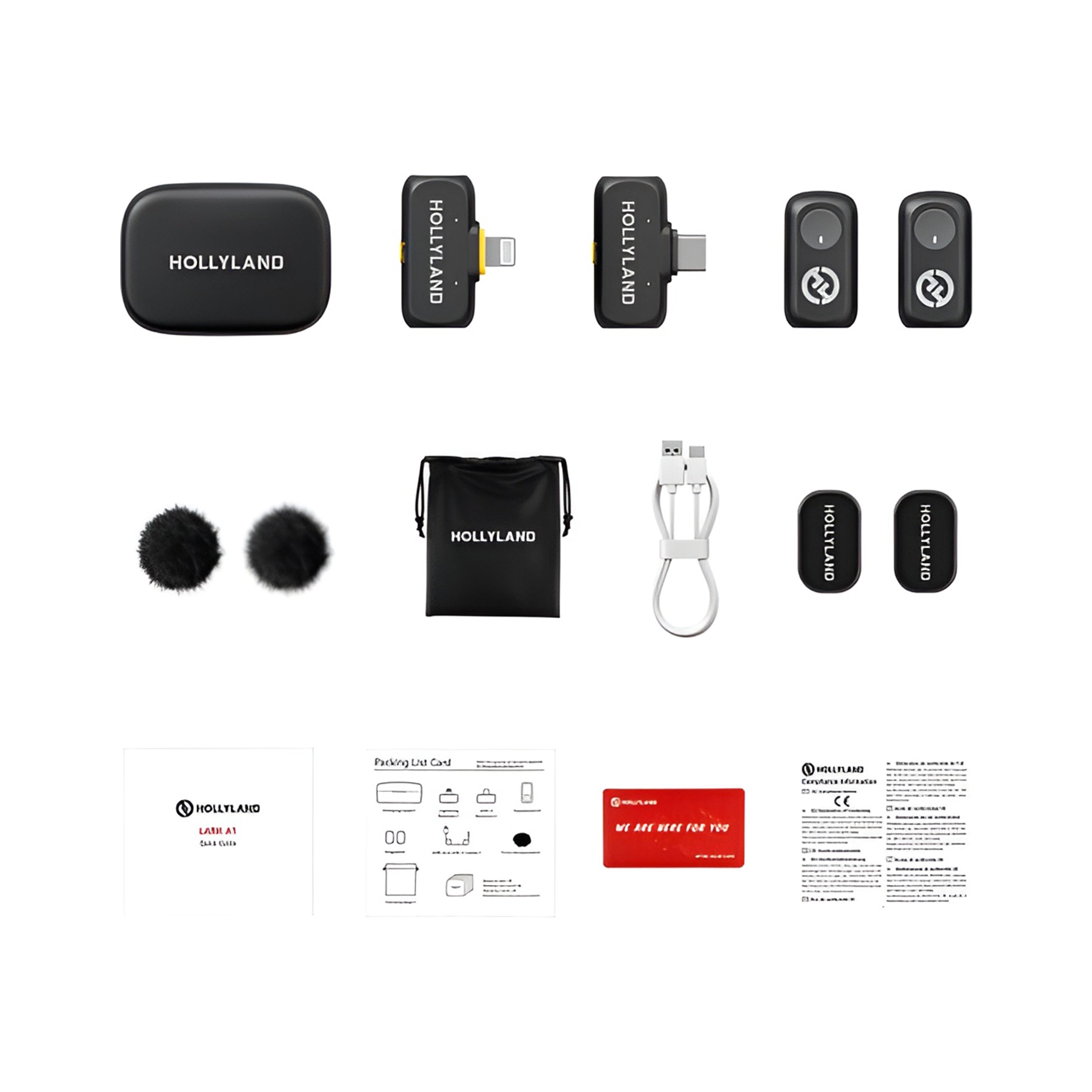 Hollyland LARK A1 Combo Wireless Microphone System (6108 Combo) - Dual Channel Lavalier Mic for Vlogging, YouTube, Live Streaming & Professional Recording
