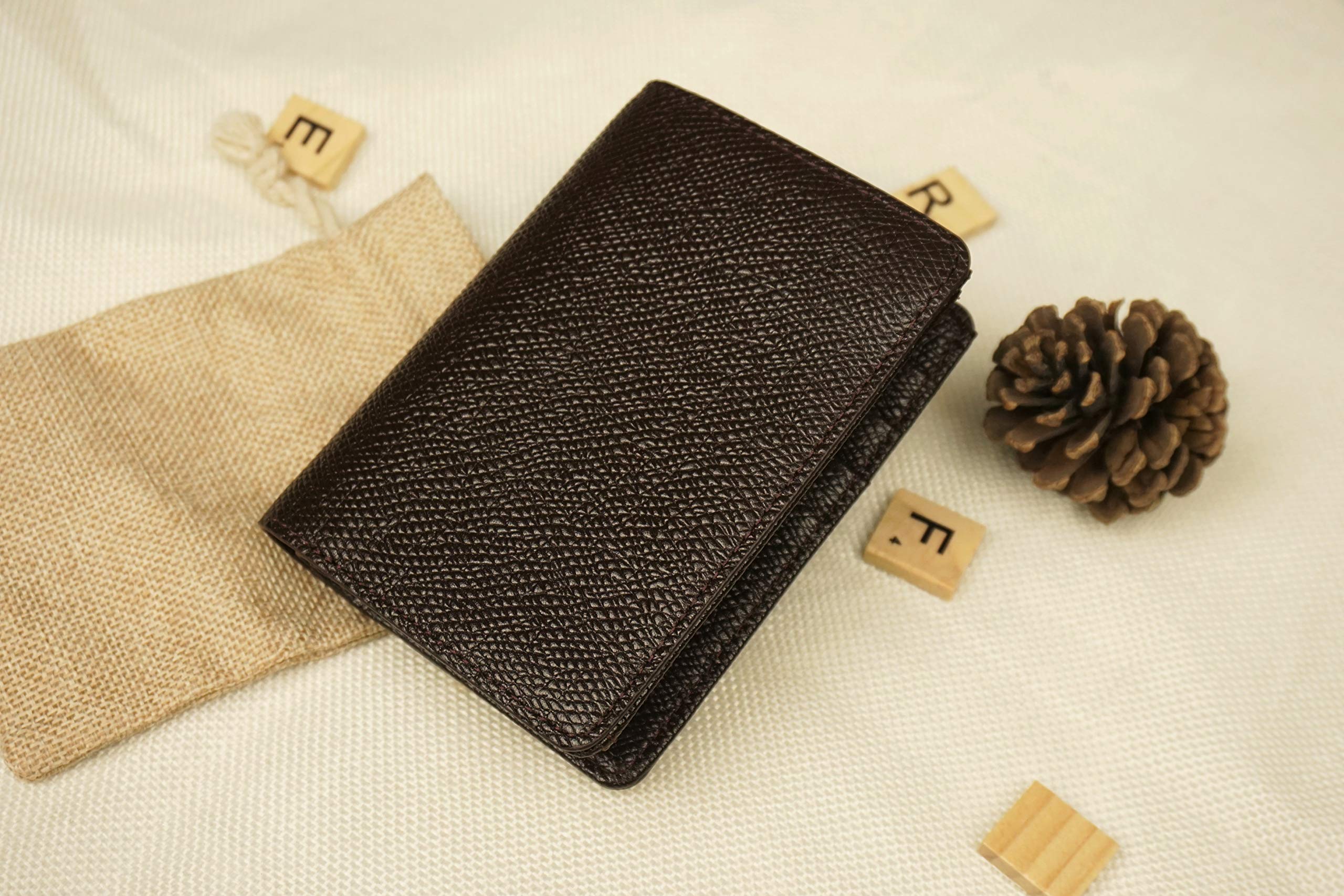 Premium Dark Brown Epsom Leather Wallet for Men - Genuine Full Grain Leather Bifold Wallet with RFID Protection | Slim Business & Travel Wallet | Perfect Gift for Dad, Husband & Graduates