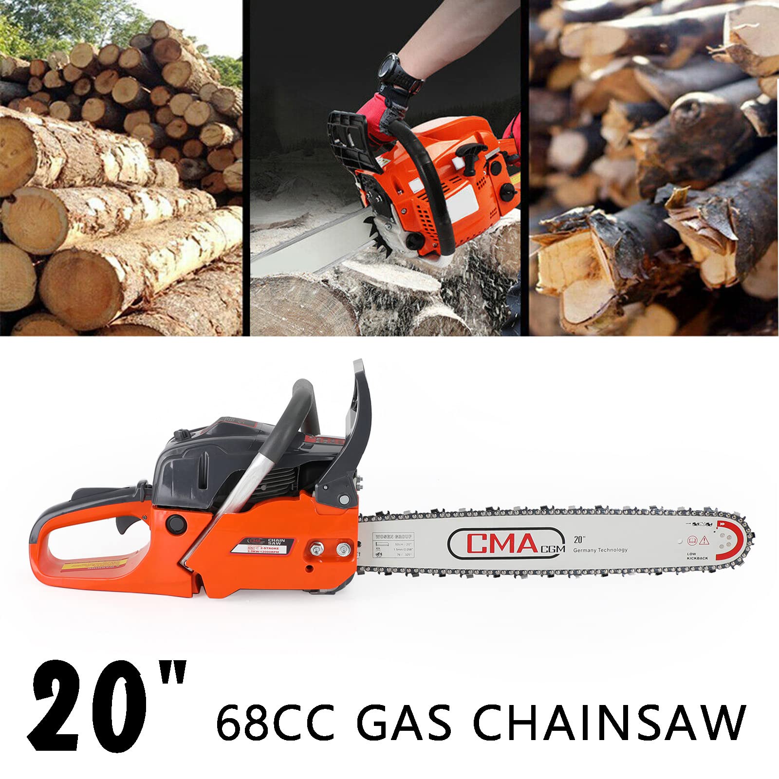 Topteng 20 Inch 68cc Gas Chainsaw - Powerful 20