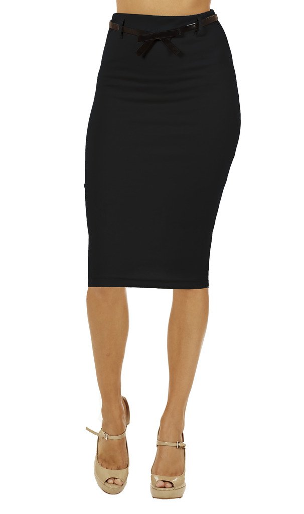 Junior High Waist Below Knee Pencil Skirt for Women - Slim Fit Office Work Skirt, Perfect for Business Casual, Workwear & Professional Outfits
