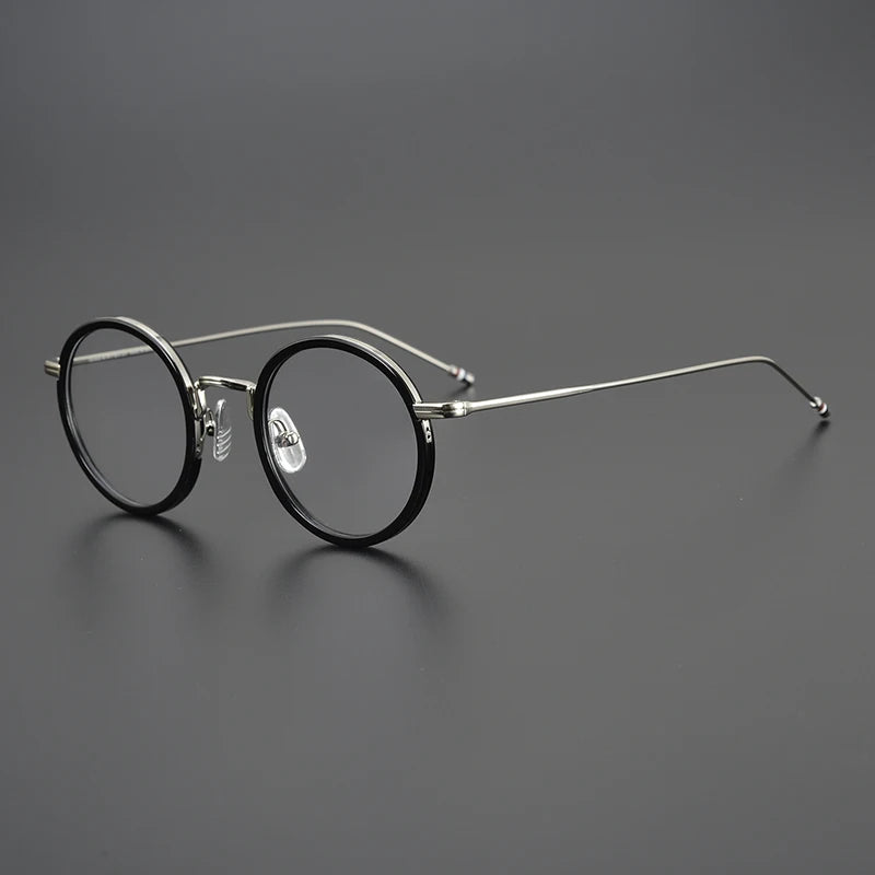 Stylish Black Unisex Full Rim Round Eyeglasses X906 - Lightweight Alloy & Acetate Frame for Work, Reading, and Fashion
