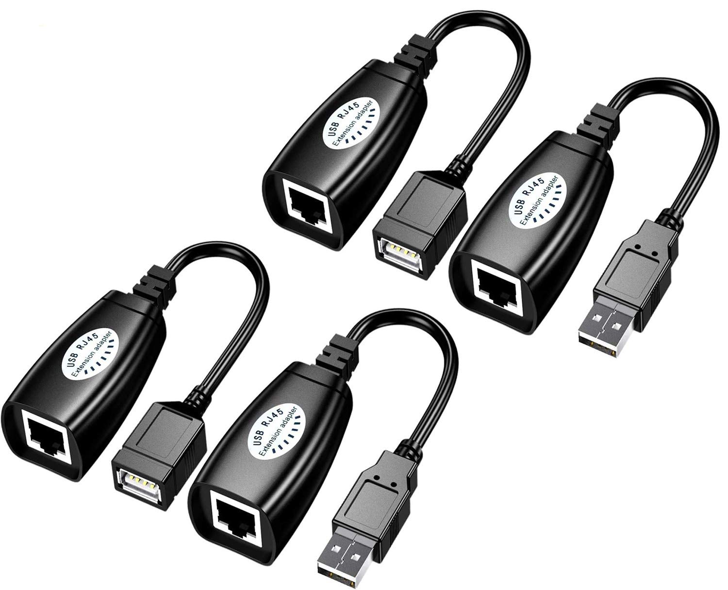 SNLLMZI USB to RJ45 Extender Adapter - Extend USB Signals Over Cat5/Cat5e/Cat6/Cat7/Cat8 Ethernet Cable (2 Pack) - Perfect for Home Office, Gaming Setup & Long-Distance Device Connections