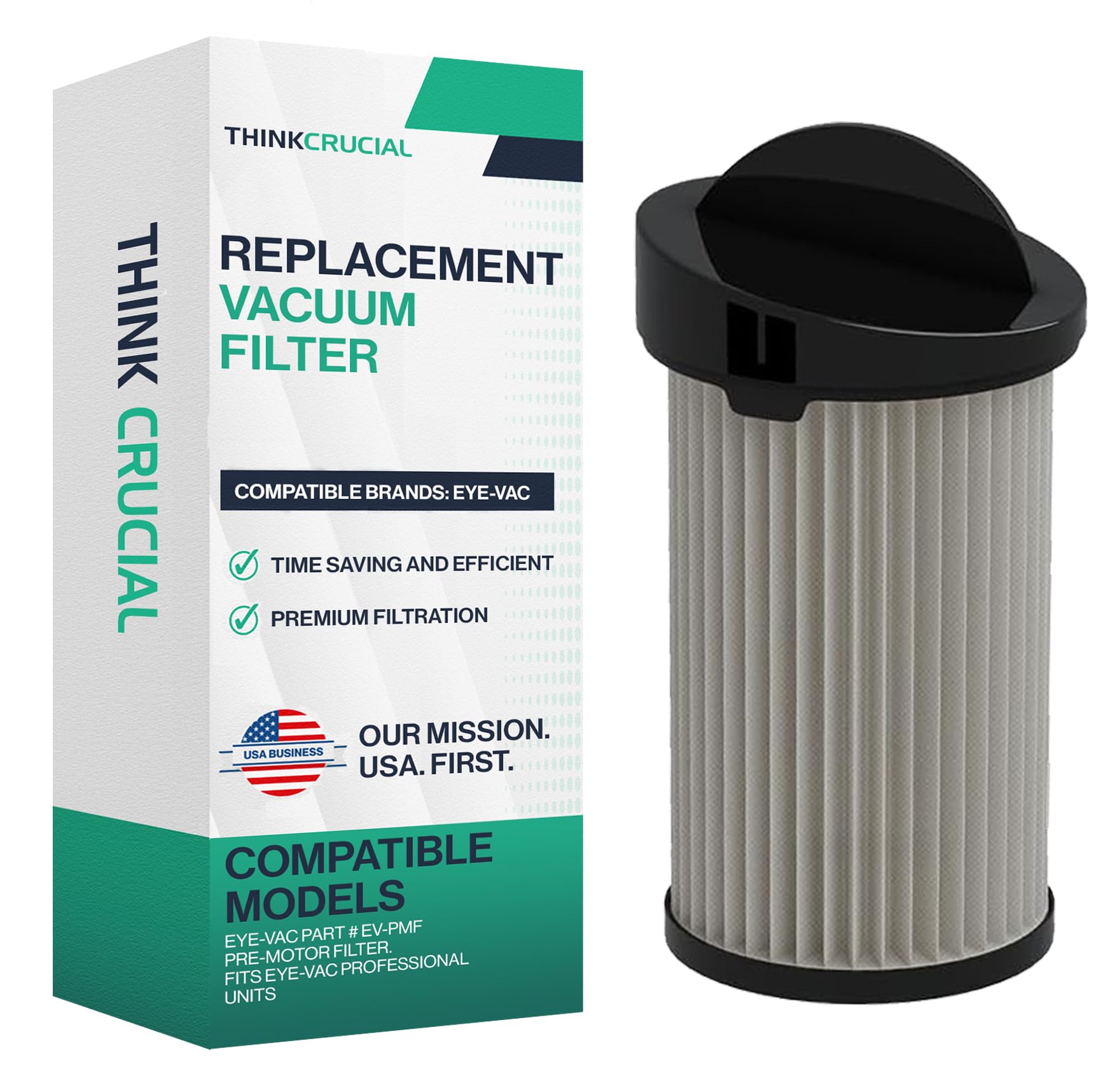 Think Crucial Replacement Vacuum Filter - Compatible with Eye-Vac EV-PMF Pre-Motor Filter for Eye-Vac Professional Units | High-Performance Dust & Debris Filtration for Workshop & Home Cleaning