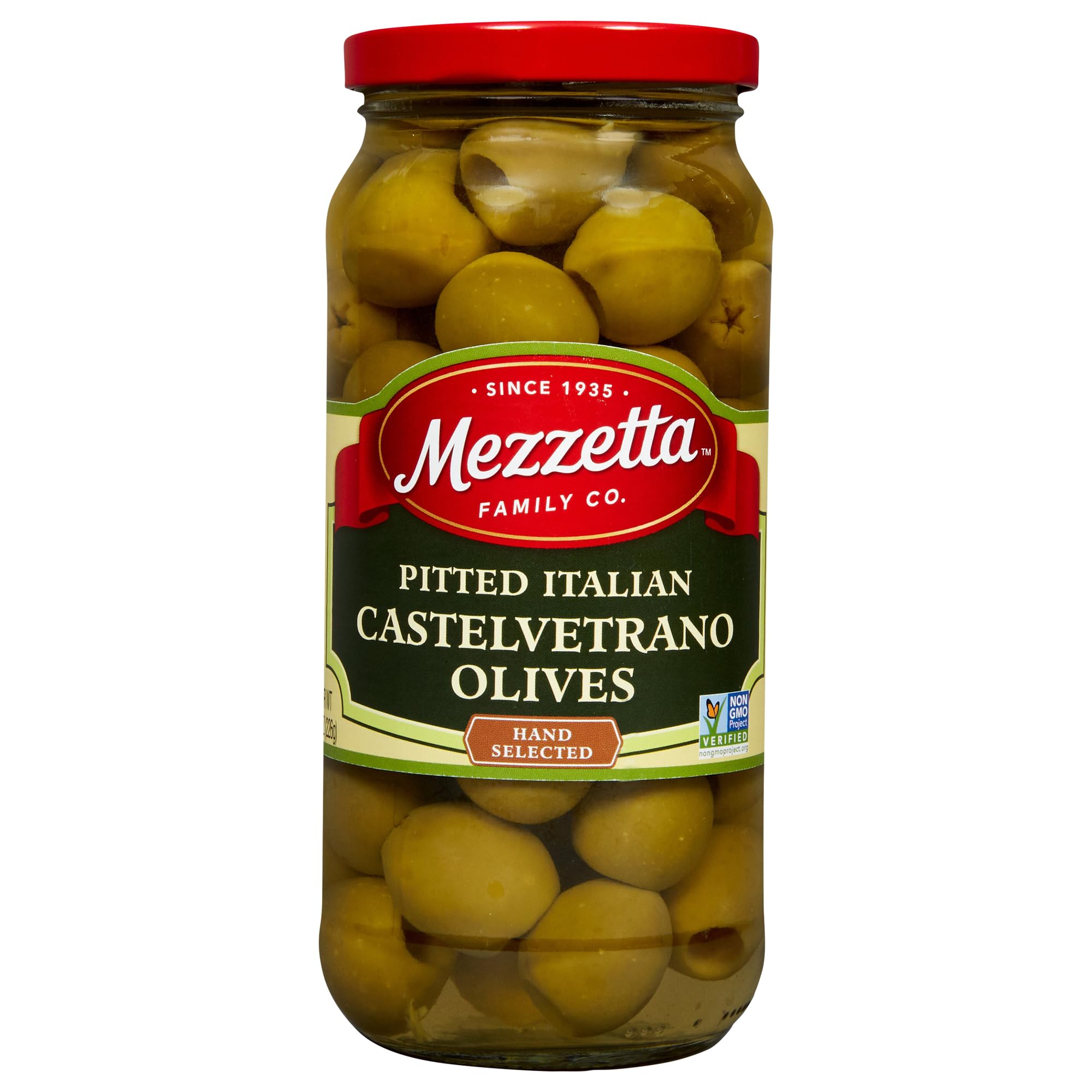 Mezzetta Pitted Castelvetrano Italian Green Olives, 8 oz Jar | Premium Imported Olives for Charcuterie Boards, Salads & Mediterranean Recipes