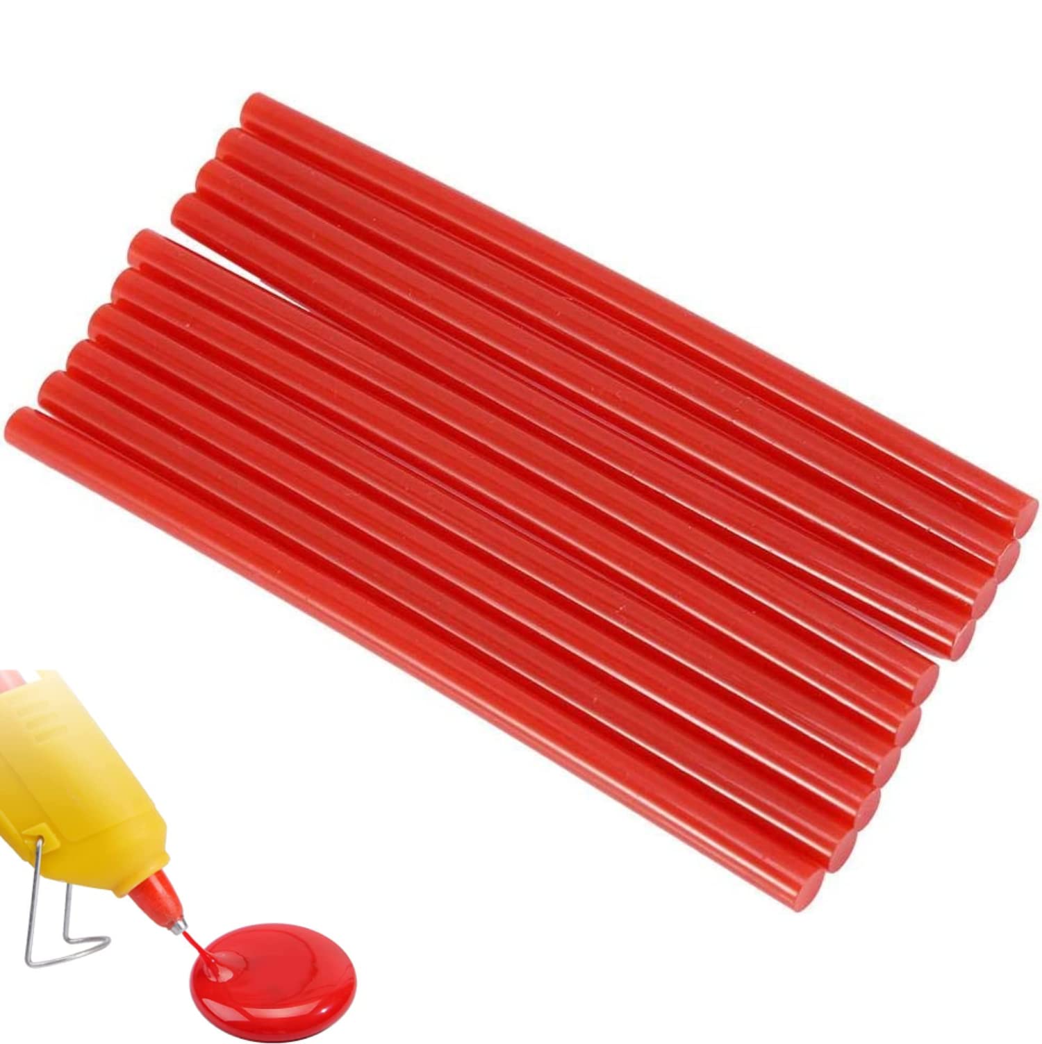 Colored Hot Melt Glue Sticks 10Pcs Set - 7x150mm DIY Arts & Crafts, Home Repairs, Sealing & Dent Fixing - Perfect for Woodworking, Scrapbooking & Household Projects (Red)