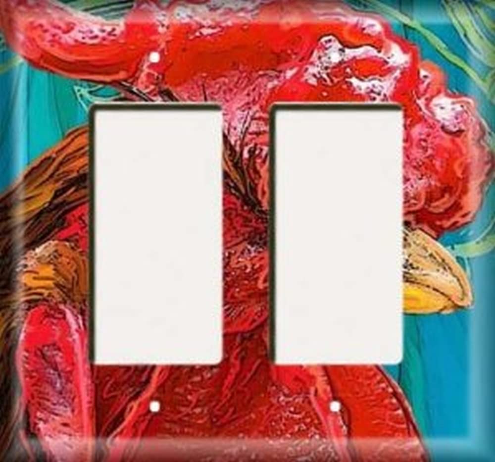 SnazzySwitch Red Rooster Decorative Light Switch Cover - Double Rocker (Decora Style) for Farmhouse, Country Kitchen & Vintage Home Decor