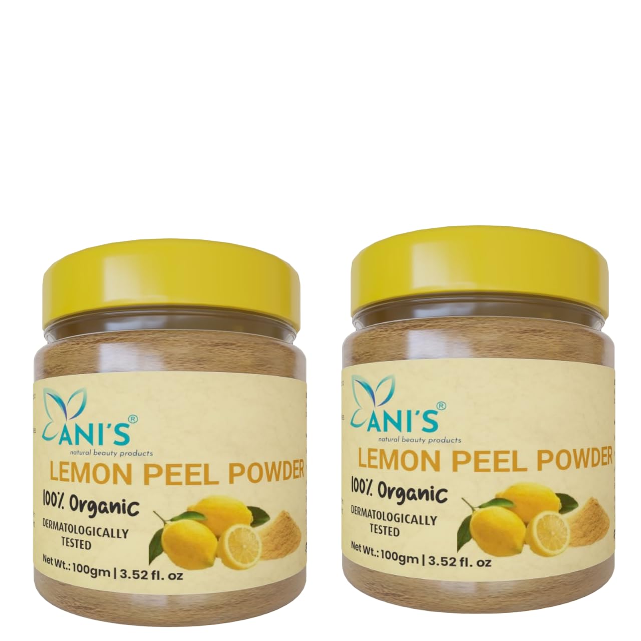 ANI'S Natural Lemon Peel Powder for Face, Skin Whitening & Hair Care - 200g (Pack of 2) | Brightening Facial Mask, Exfoliating Scrub & Natural Hair Treatment