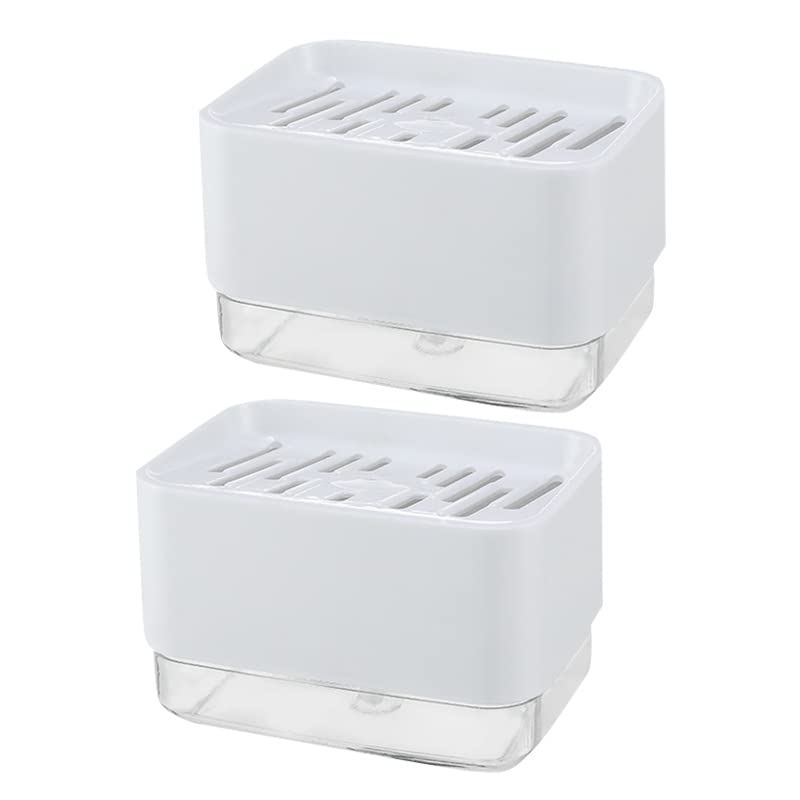 2 Pack Automatic Liquid Soap Dispenser with Sponge Holder - Touchless Kitchen Soap Dispenser for Sink Countertop, Perfect for Home, Restaurant & Office Use